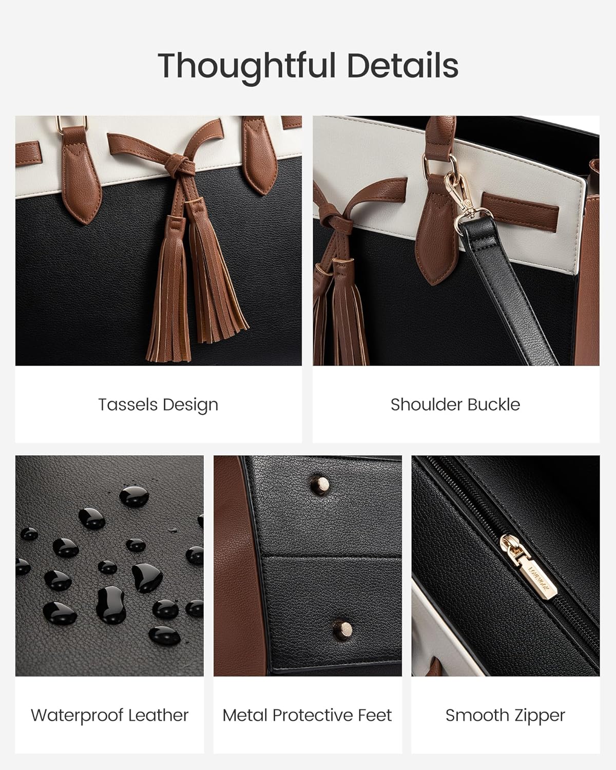 LOVEVOOK Laptop Bag for Women,Work Tote Bag with Large Cup Holder,Leather Computer Bag Teacher Bag Handbag Gifts for Women