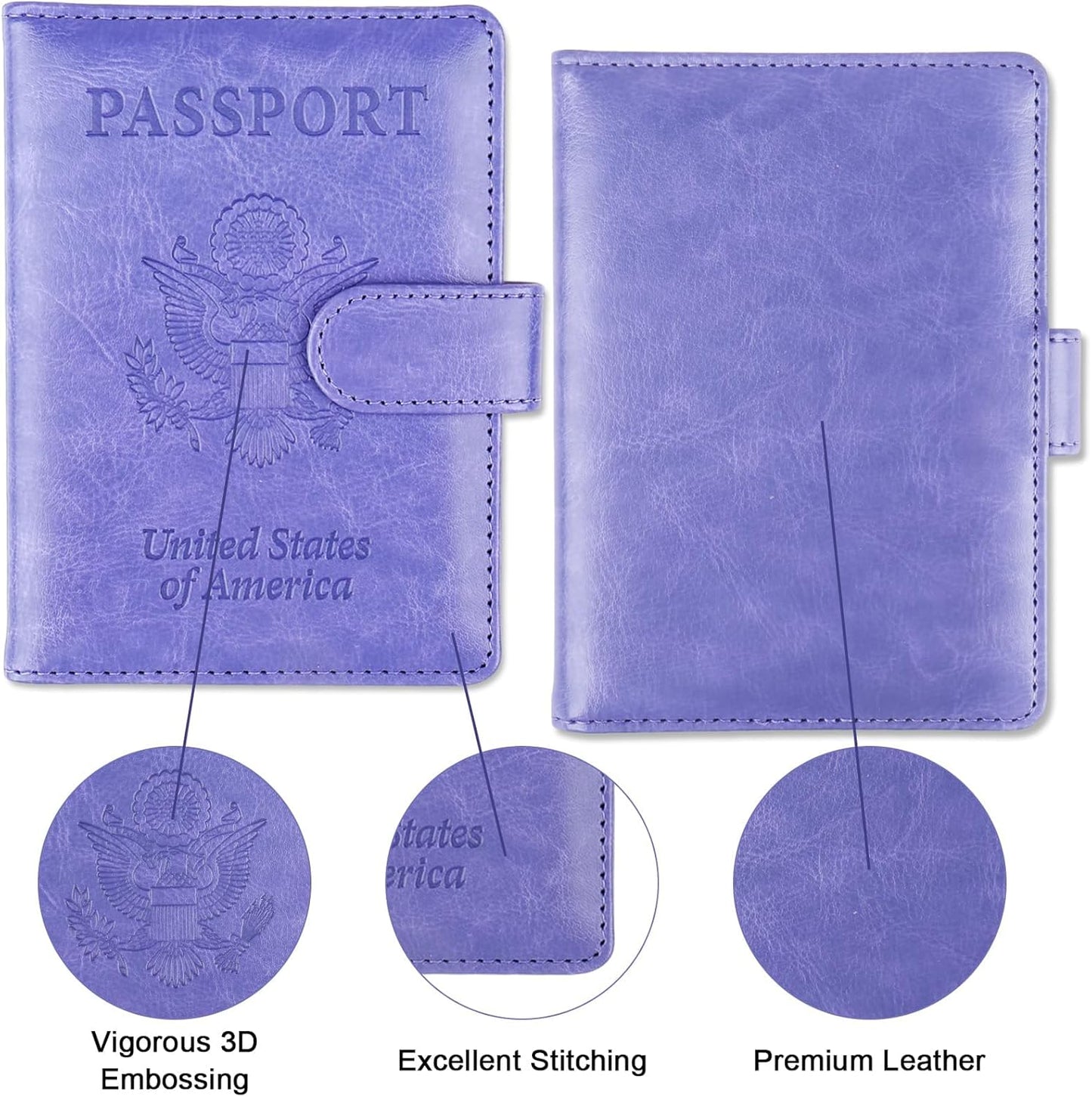 Sizobi Passport Holder for Travel, RFID Passport Cover Wallet for Women Men, Leather Passport Book Card Holder Case for International Travel Must Haves Accessories,Cruise Ship Essentials Gifts, Purple