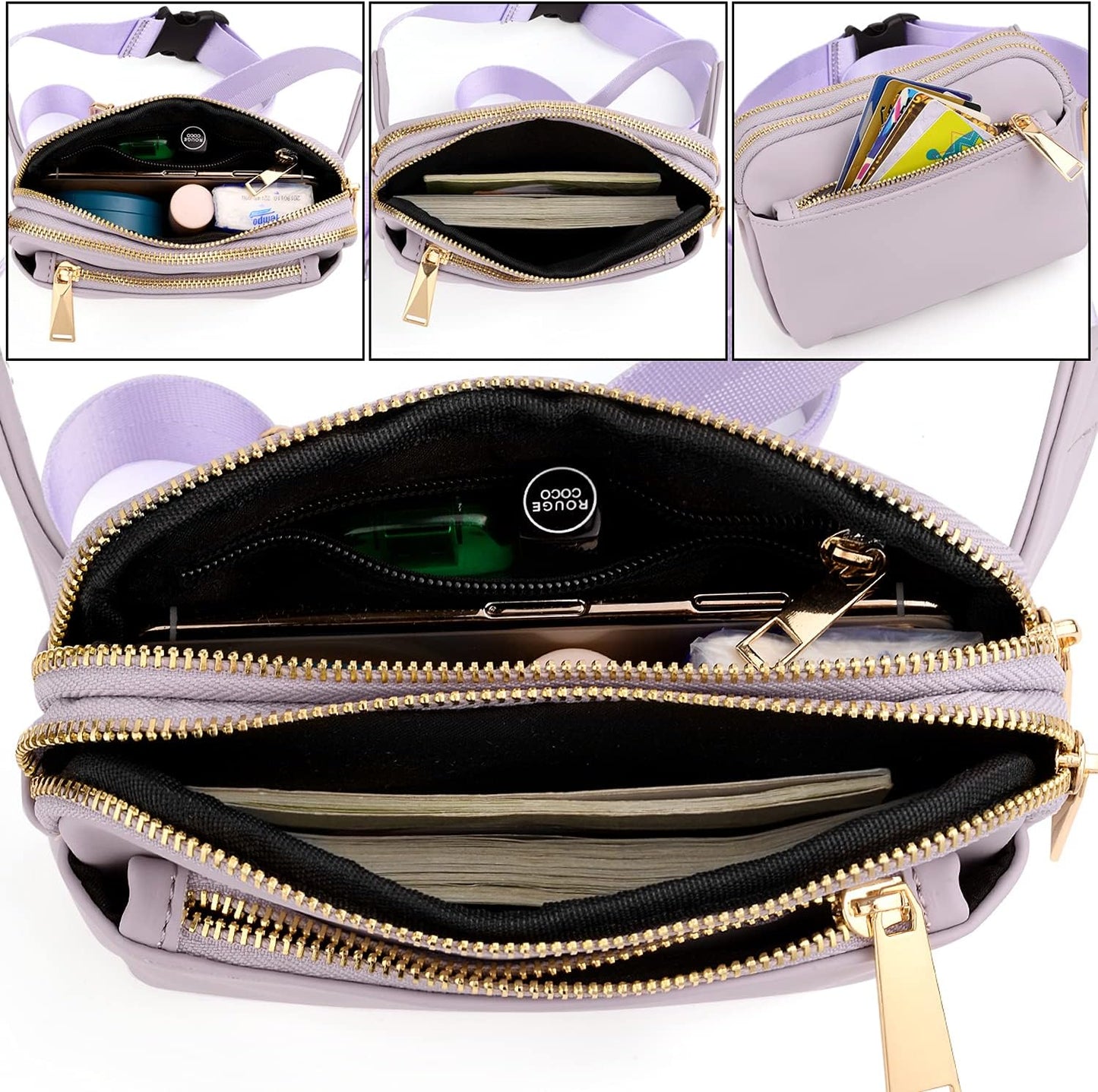 UTO Fanny Pack for Women Crossbody Trendy Fashion Belt Purse Chest Waist Hip Bumbag for Outdoor Shopping Travel Hiking