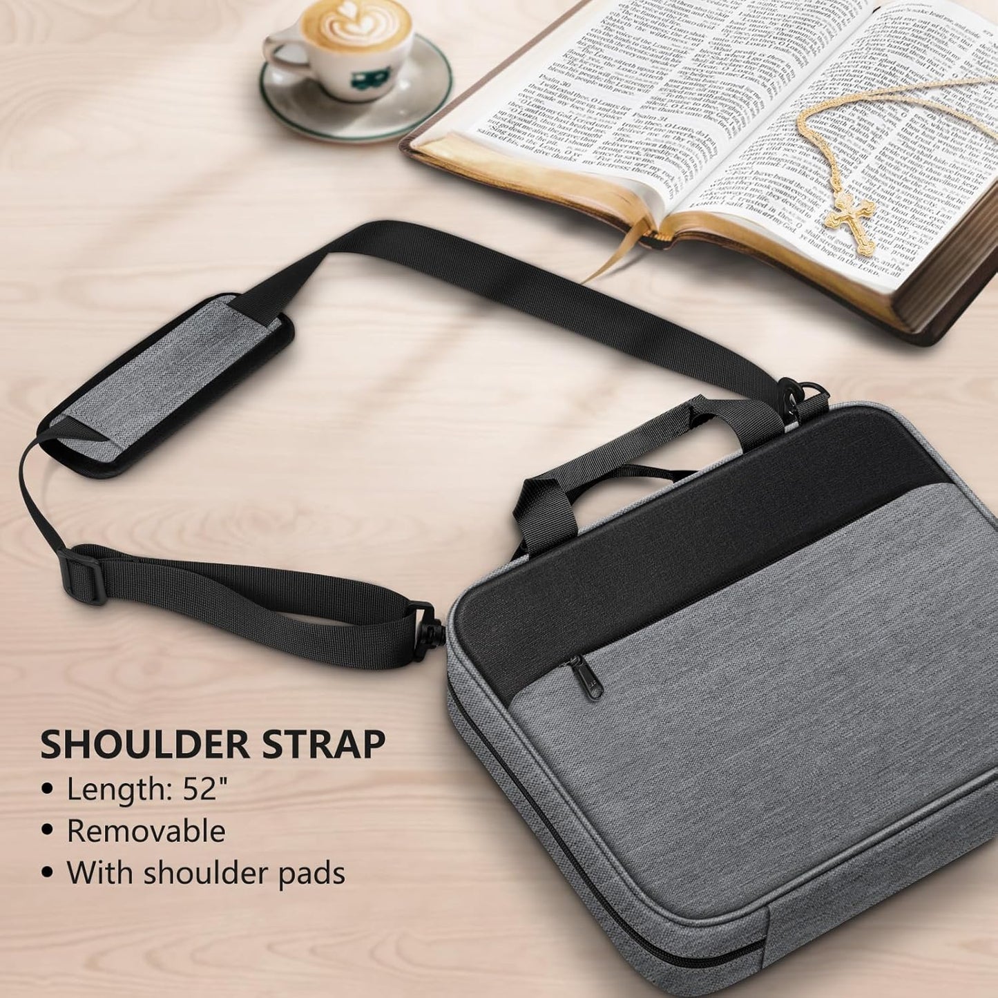 FINPAC Large Bible Cover, Carrying Book Case Church Bag Bible Protective with Zippered Pocket and Handle, Gift for Men Women