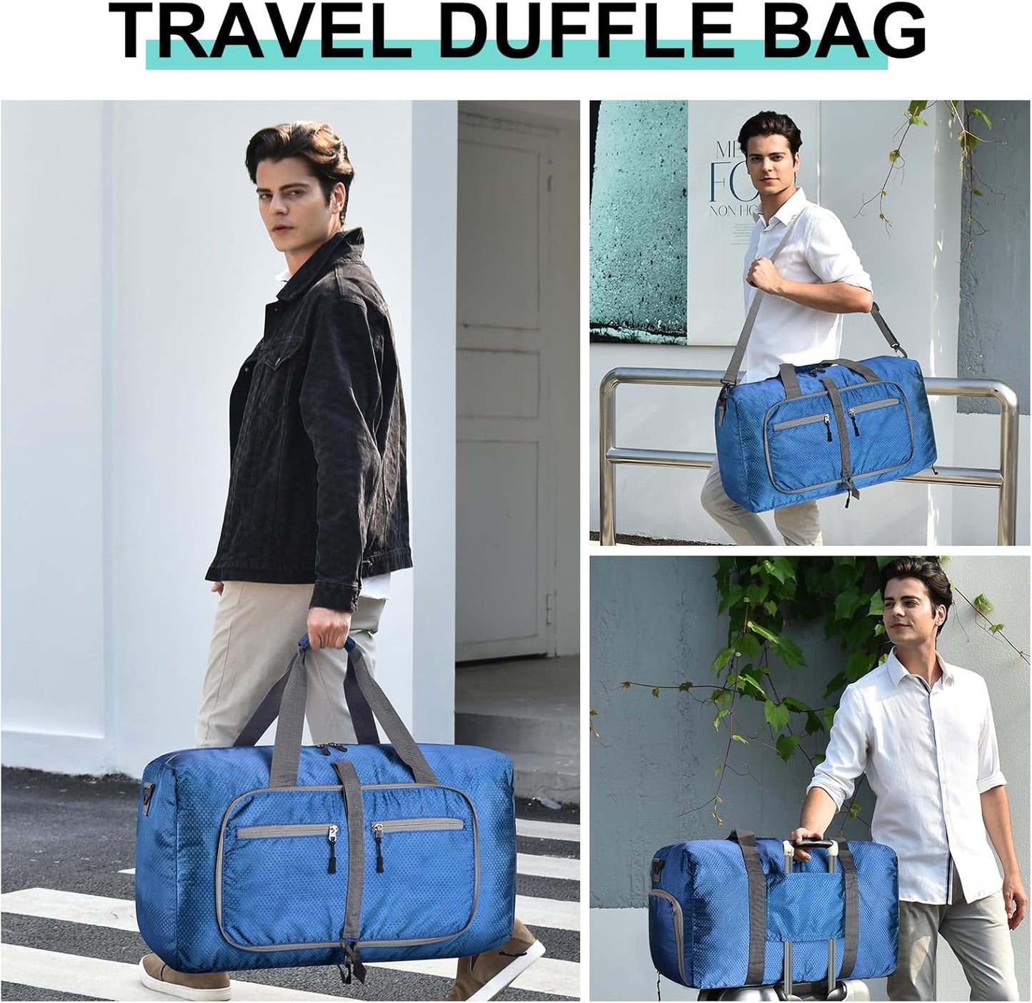 Dimayar Travel Duffle Bag for Men Women - Foldable Duffel Bag with Shoes Compartment - Overnight Bags Waterproof & Tear Resistant(115L,Navy Blue)