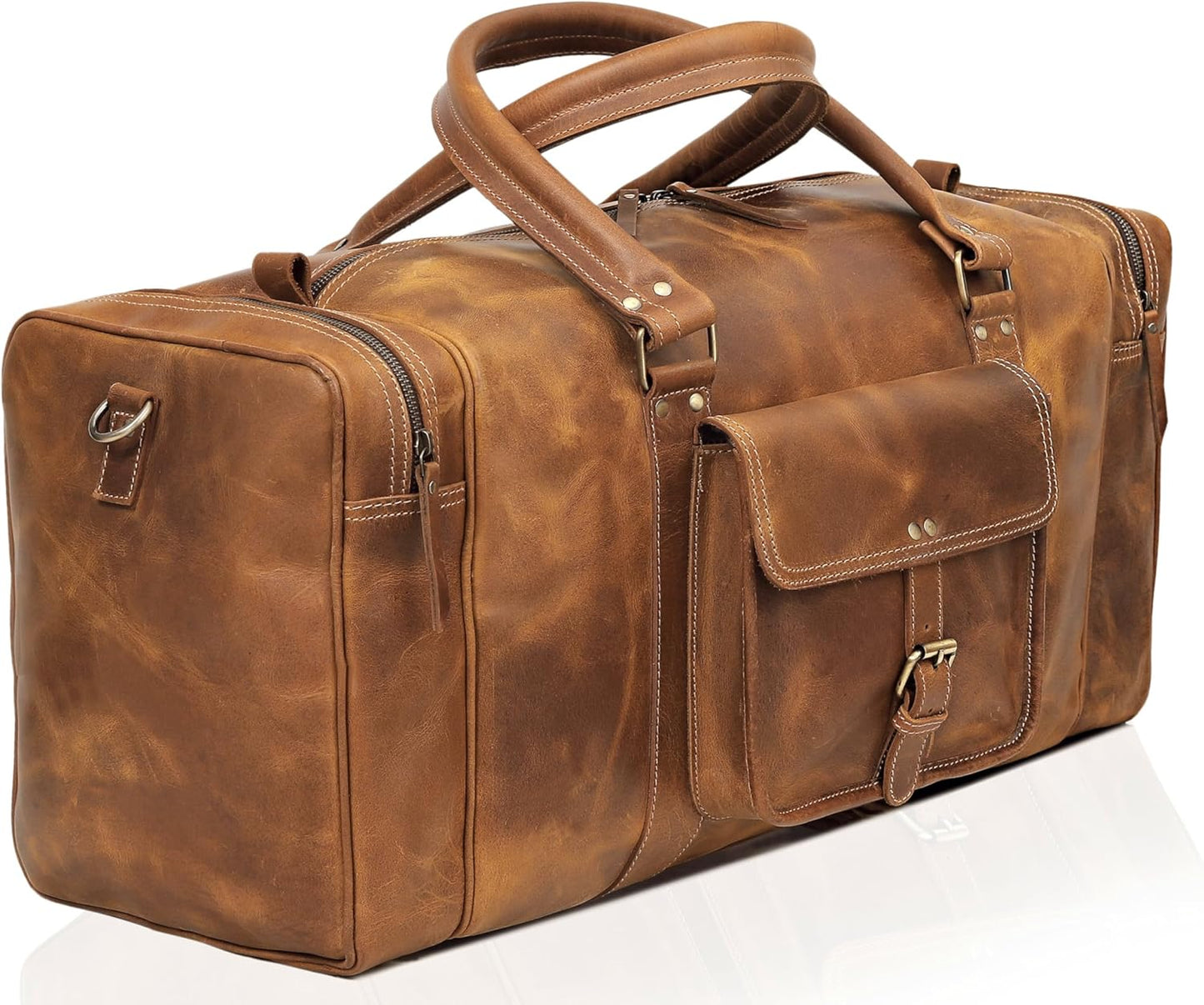 Leather Duffel Bag for Men and Women, Full Grain Travel Duffel Bag, Sports Duffel Bag Men, Overnight Weekender Bag Carry on Cabin Bag Luggage Bag Handmade Leather Duffle 24 inches
