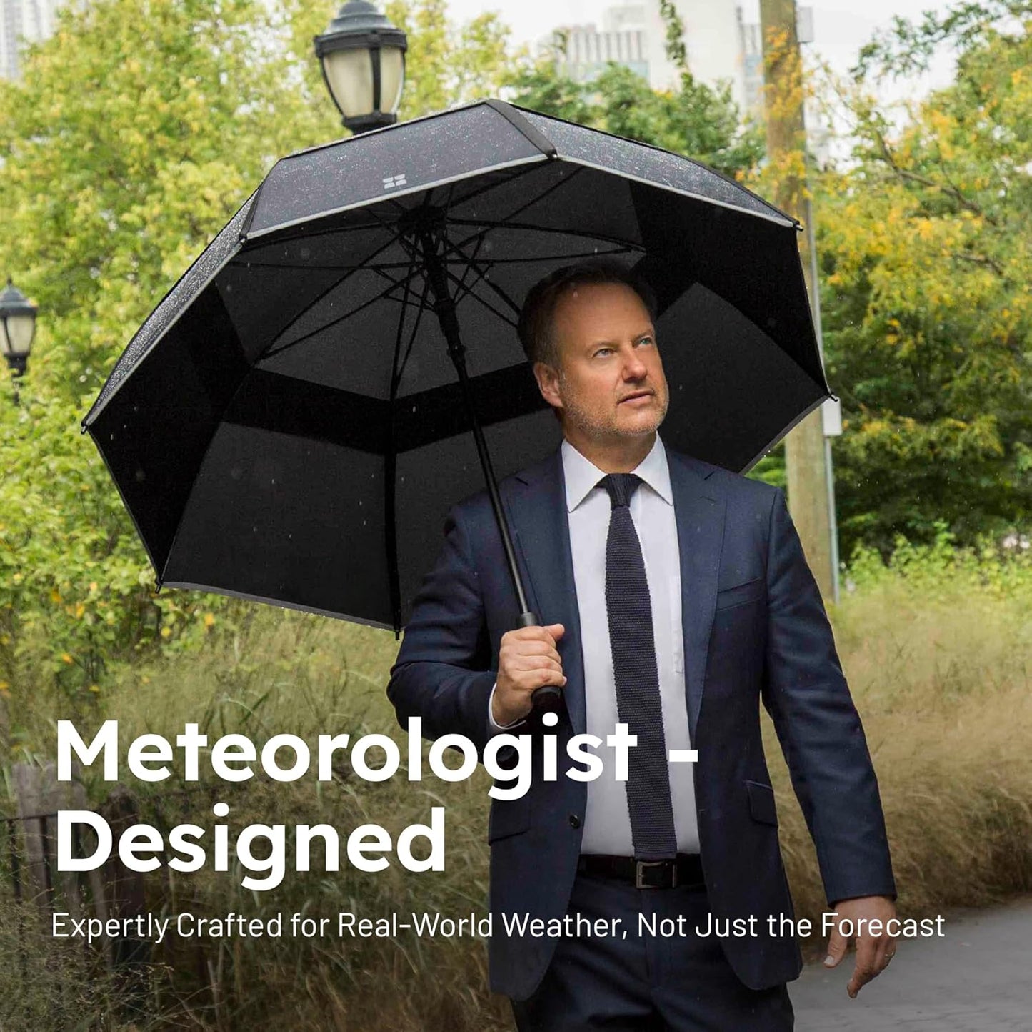Weatherman Umbrella - Stick Umbrella - Windproof Umbrella Resists Up to 55 MPH Winds (Red)