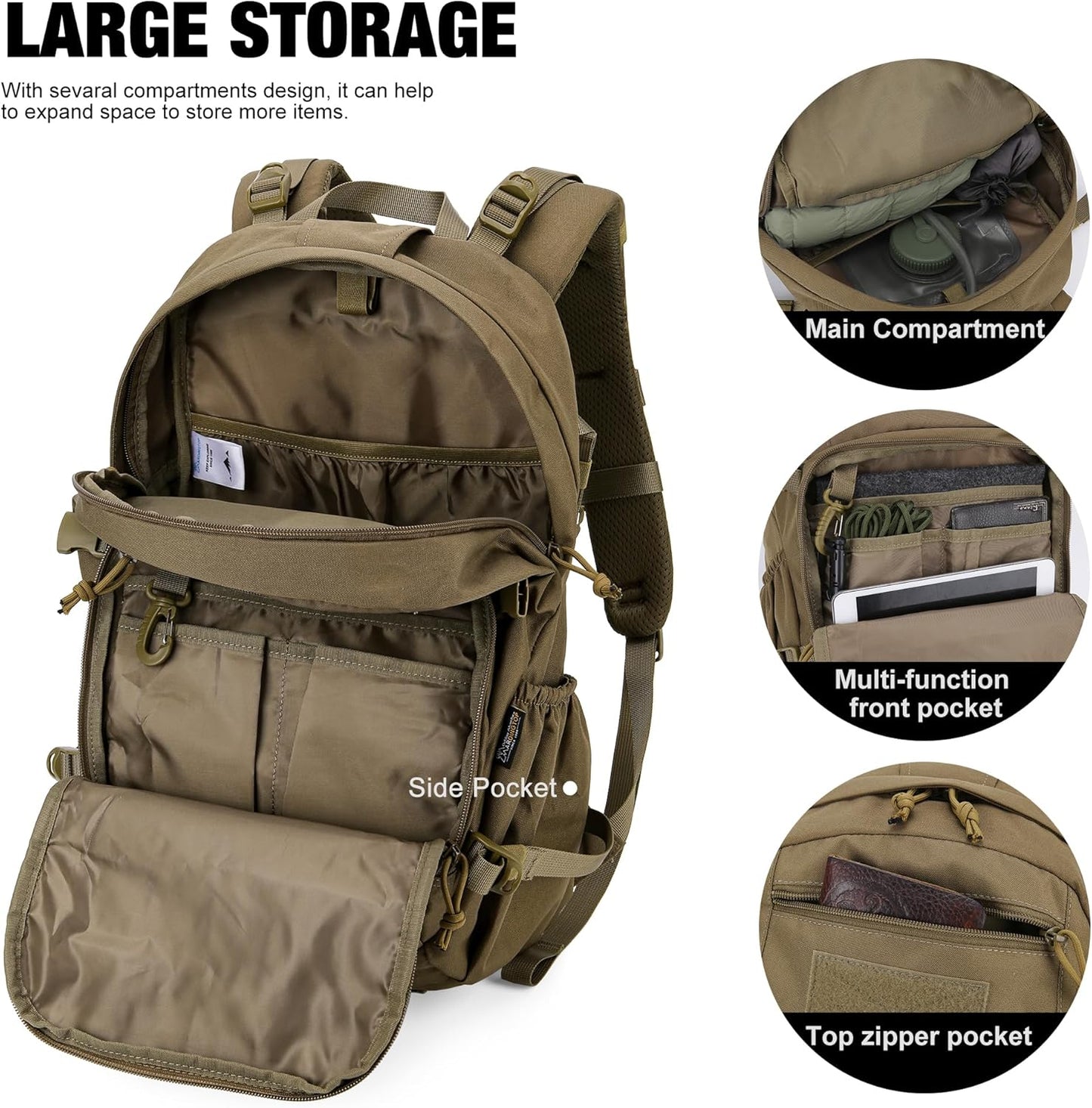Mardingtop Small Tactical Backpack,Molle Hiking Backpack for Backpacking,Cycling and Biking,25L Backpack