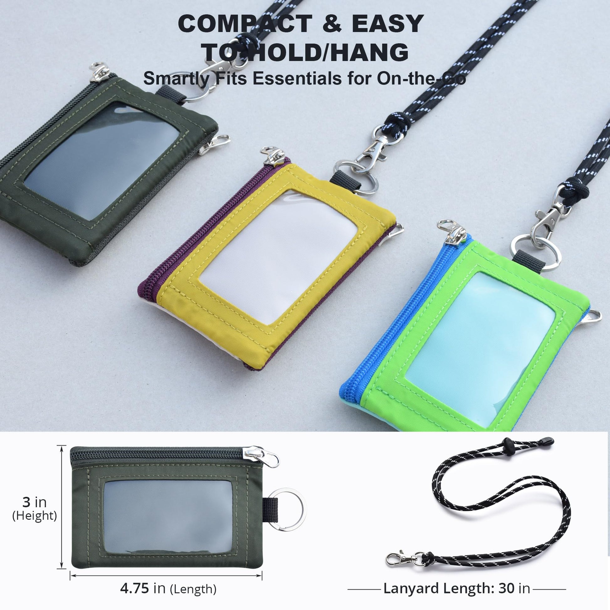 APTENSKO RFID Blocking Travel Wallet with Adjustable Lanyard, Small Nylon Zipper Pouch and Badge