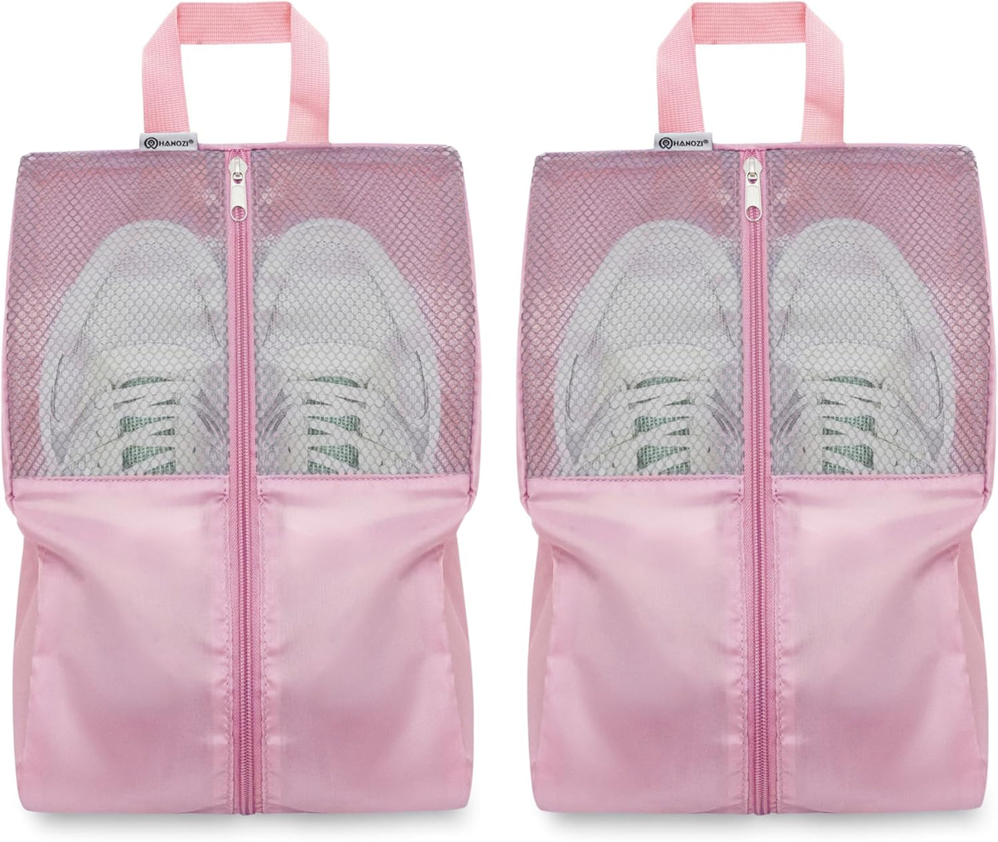 Shoe Bags For Travel, Used As For Storage or Shoe Travel Bag, Featuring Waterproof Nylon Sneaker Bag. (Light Pink, 2 Pack, Medium)