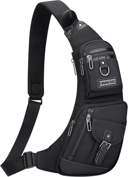 WITZMAN Sling Bag for Men Crossbody Bags Travel Slim Chest Bag One Strap Lightweight Casual Daypack