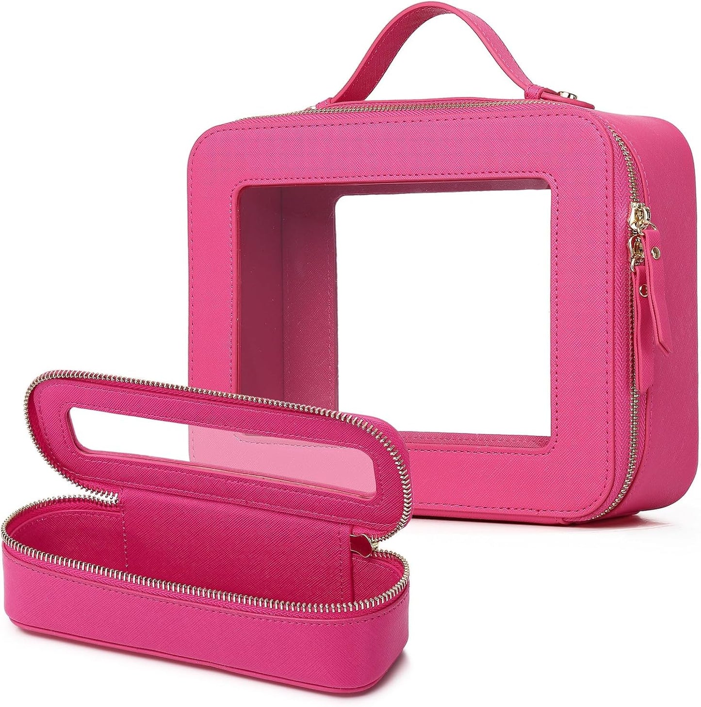 Clear Travel Makeup Bag with Brush Bag Portable Transparent Cosmetic Bag and Toiletry Bag
