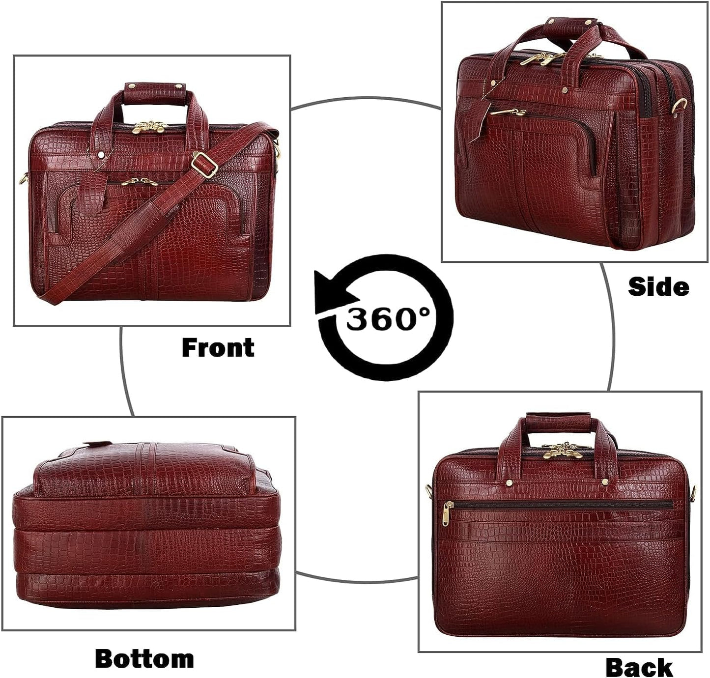 Full Grain Leather 16 Inch Briefcases Laptop Shoulder Bags for Men and Women Business Work Bag Leather Satchel Bag