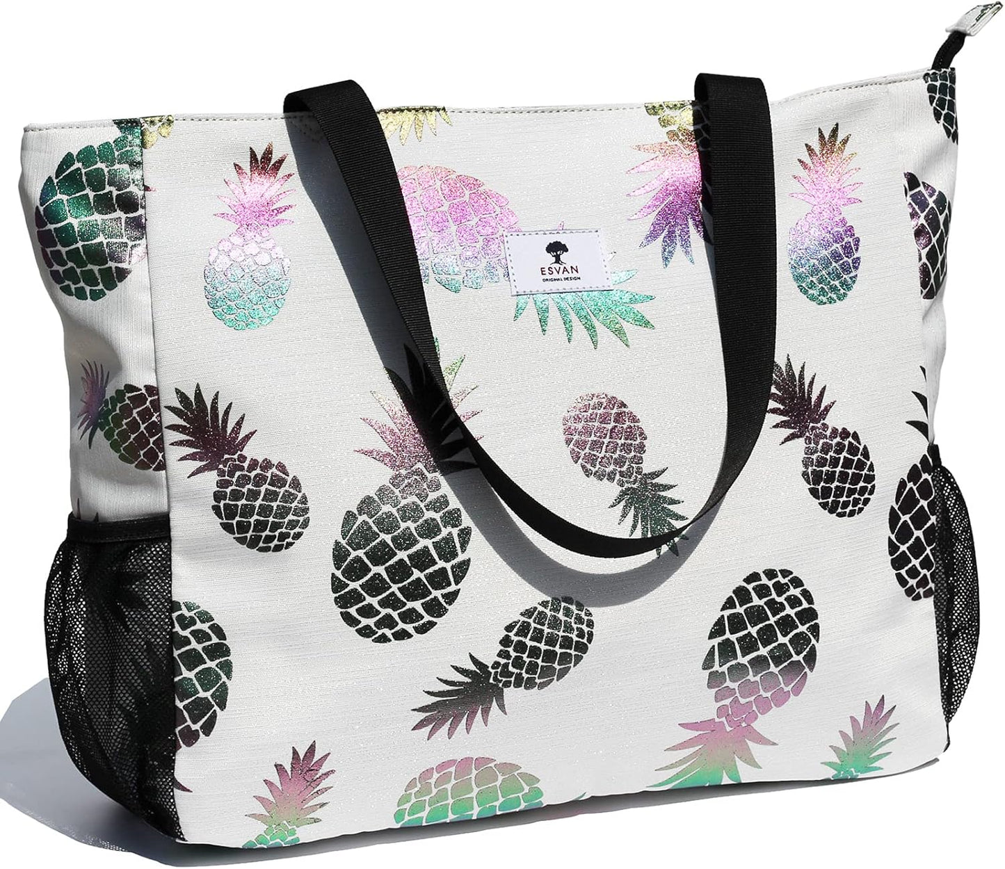 LARGE BEACH BAG Water Resistant Lightweight 20 inch Women Oversize Tote Bag for Gym Beach Travel Pool Yoga Nurse