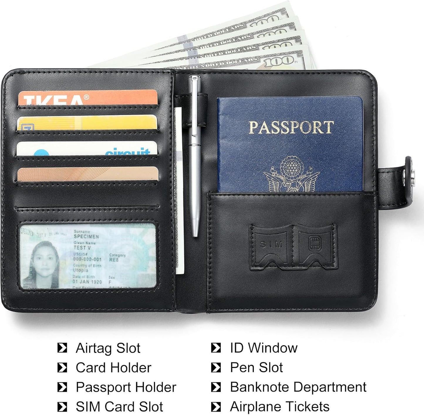 Passport Holder with Airtag for Men and Women, RFID Blocking Passport Wallet Cover Case