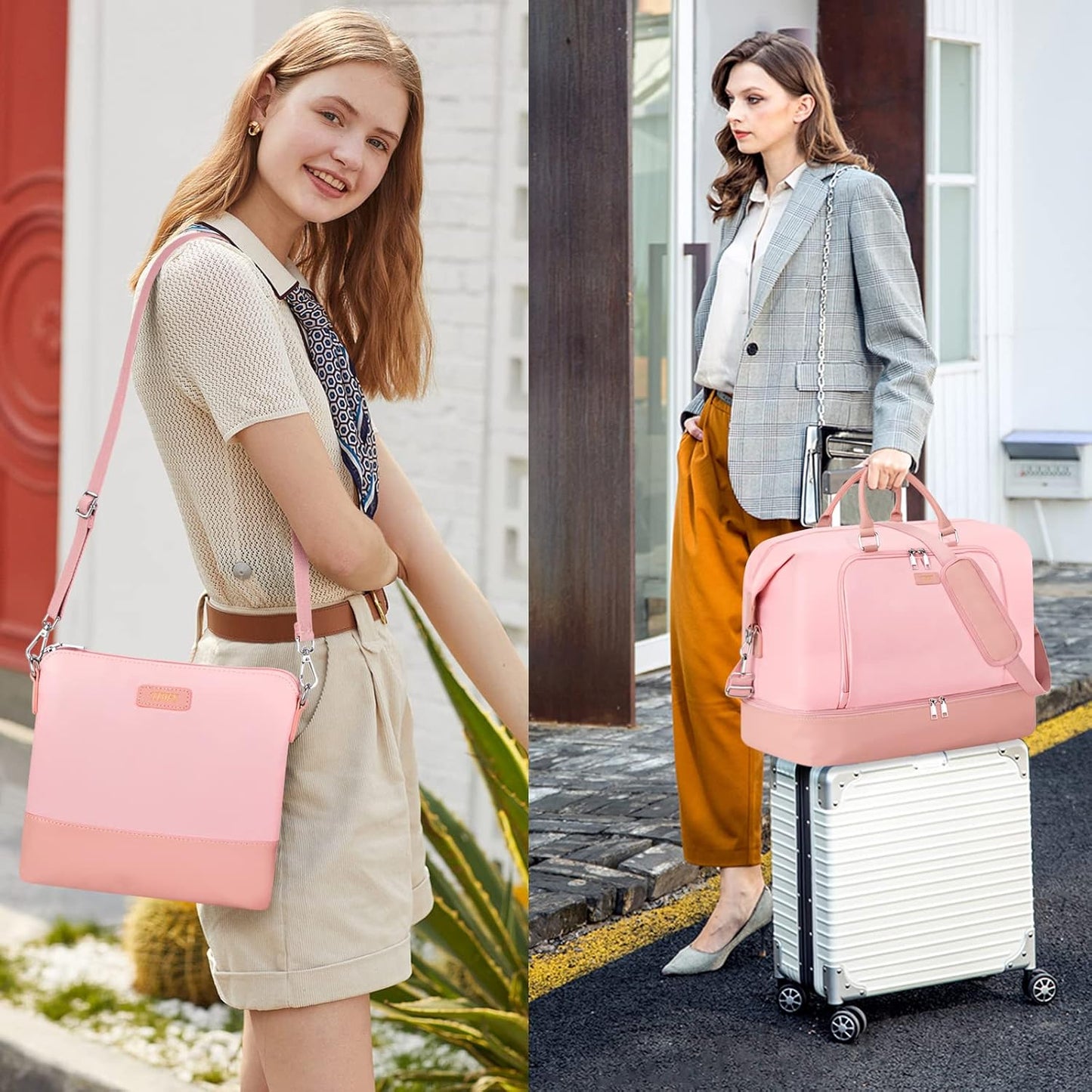 Travel Weekender Bag for Women, Overnight Bag with Shoe Compartment Oversized Travel Duffel Bag Carry On Tote 21"