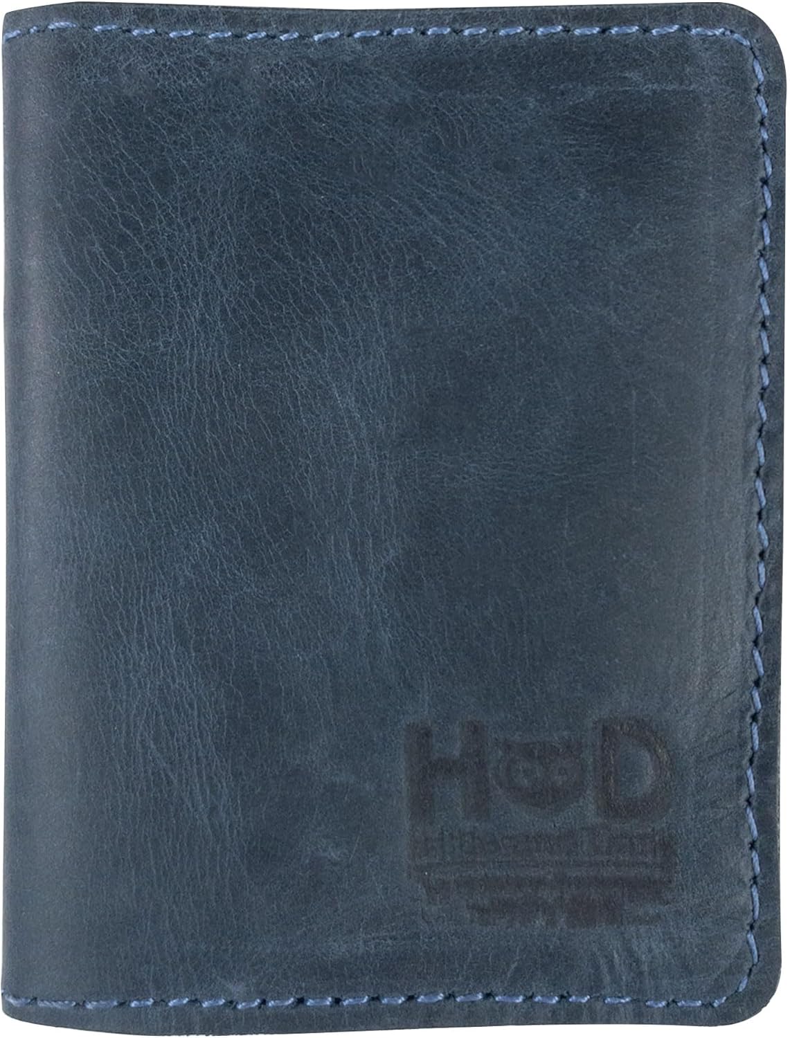Hide & Drink, Bifold Wallet, Slim Card Holder, Minimalist Traveler Wallet, Vintage Front Pocket Wallet, Full Grain Leather, Handmade, Slate Blue
