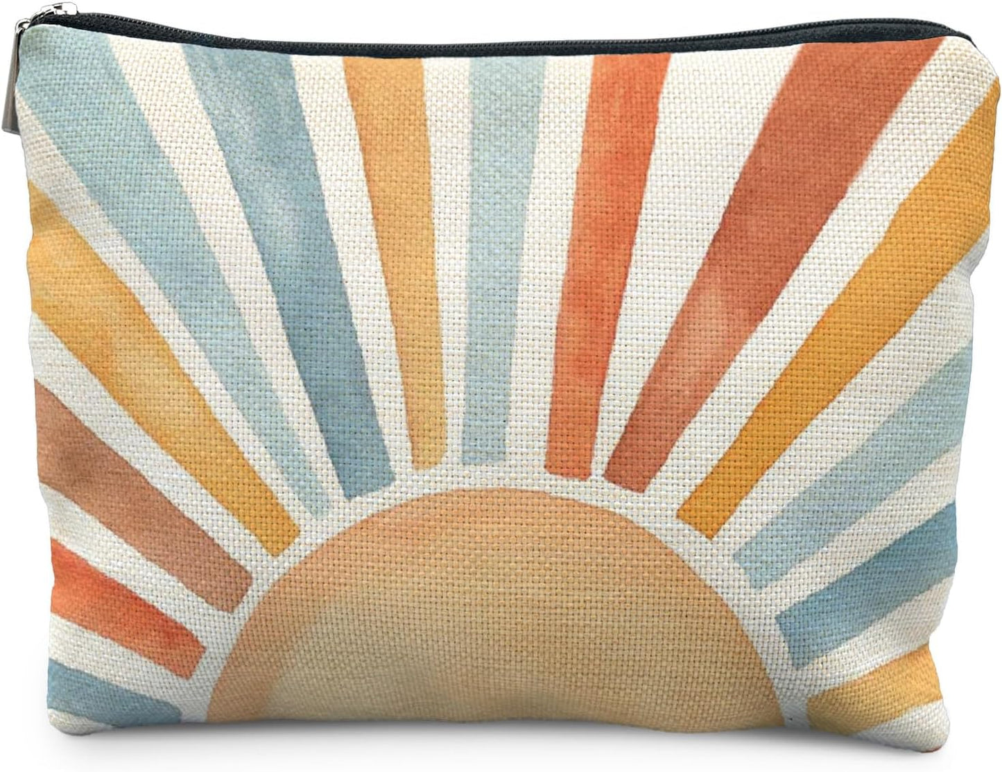 Vintage Boho Colorful Sun Sunrise Sunset Makeup Bag, Sunshine Gifts Cosmetic Bags for Women, Boho