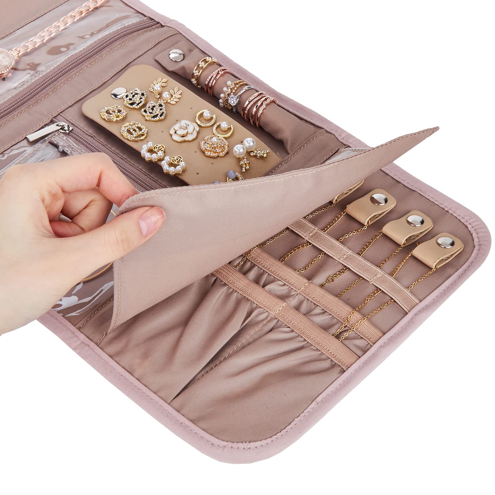 BELALIFE Travel Jewelry Case, Jewelry Organizer Roll for Accessories