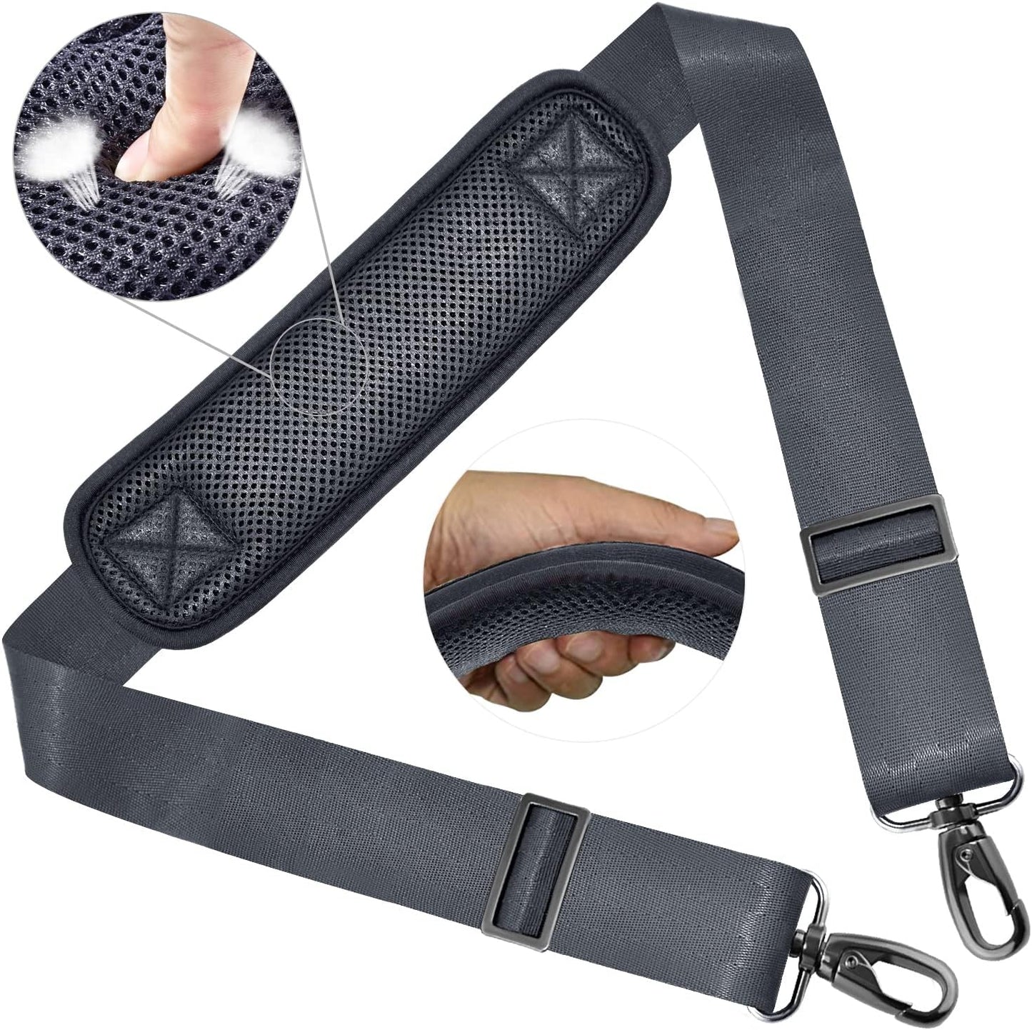 ZINZ Shoulder Strap 58" Ultra-Thick Fixed Padded and Adjustable Buckles Crossbody Strap for Briefcase Laptop Bag Luggage