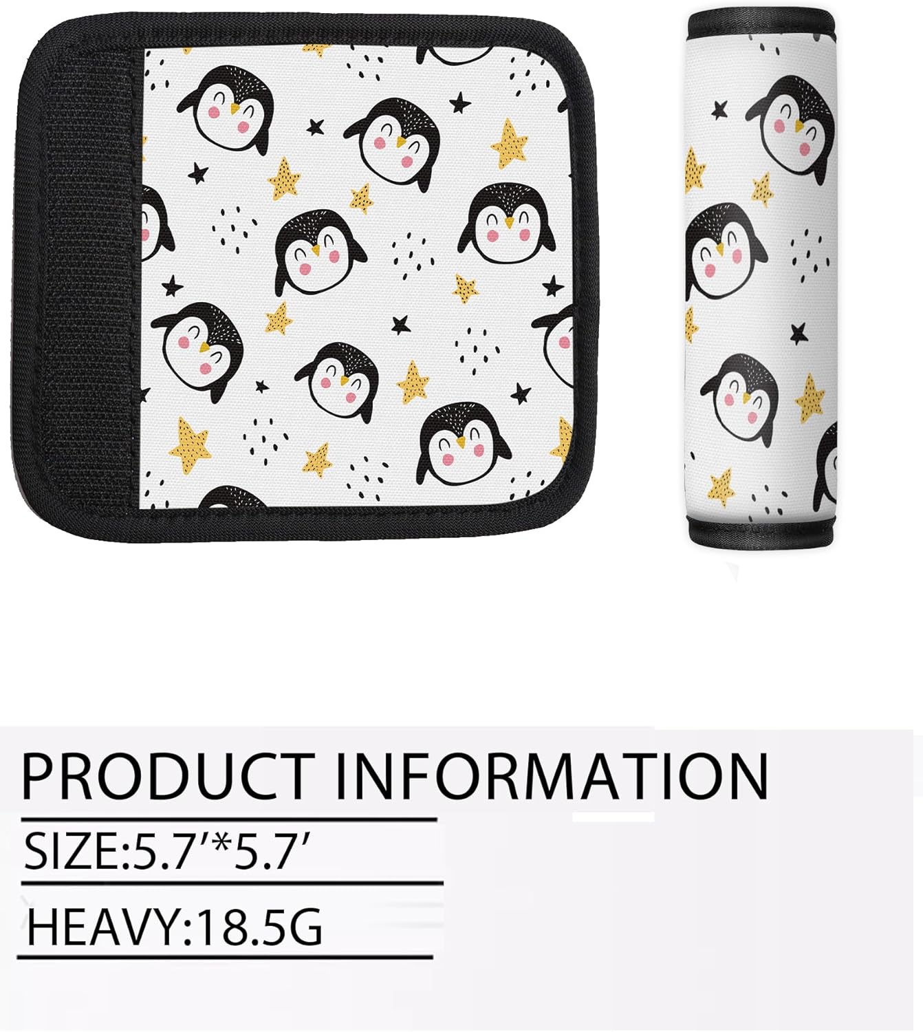 2 Pack Luggage Handle Wrap Travel Tags - Set of Luggage Tags for Suitcases, Identifiers, Marker, and Handle Covers - Cruise Accessories and Travel Gifts（Cute Penguin