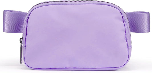 Cross Body Fanny Packs for Women Fashion Waist Bag Pouch Nylon Small Travel Crossbody Bags Mini Purse Everywhere Belt Bag Bum Bag Adjustable Strap for Workout Running Hiking Lavender Fog