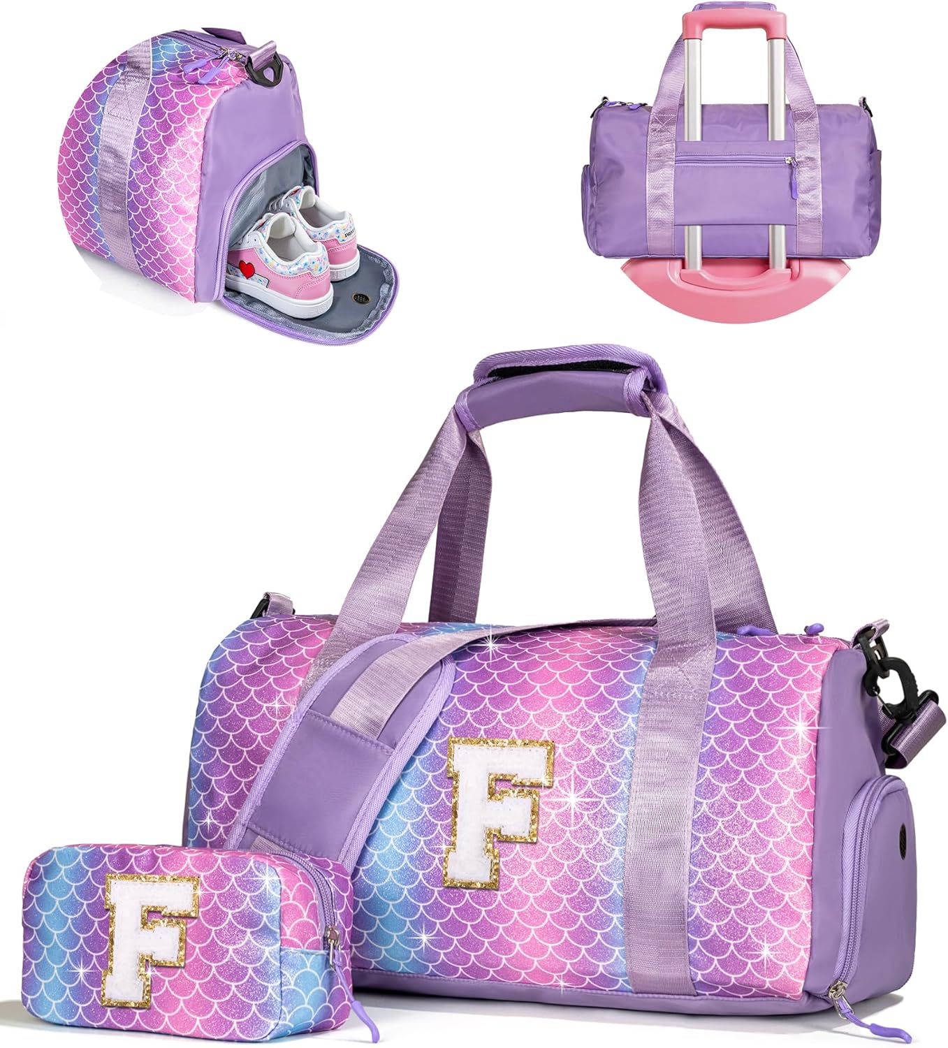 Dorm Room Essentials for Girls-Girl Gym Bag with Shoe Compartment, Kid Personalized Weekender