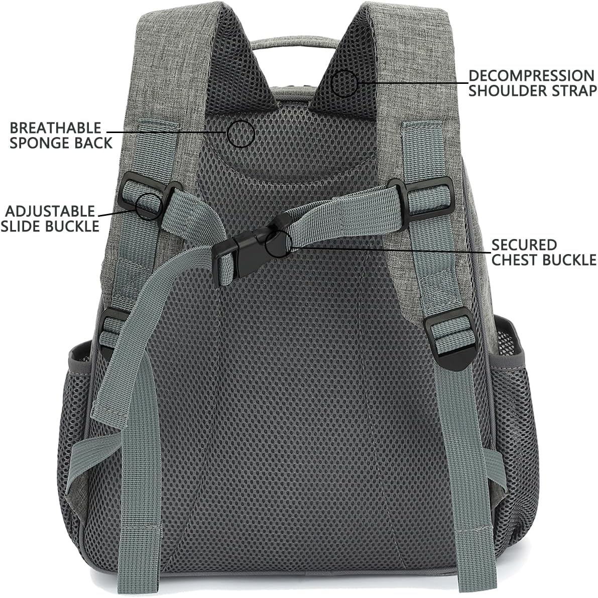 FlowFly Kids Backpack for Toddler Boys Girls, Simple Lightweight Bookbag for Daycare Kindergarten Elementary School Travel, Small Modern Bag (Medium 15''), Grey