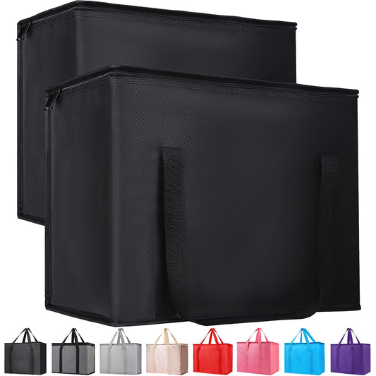 Bodaon 2-Pack Insulated Reusable Grocery Shopping Bags, X-Large, Black