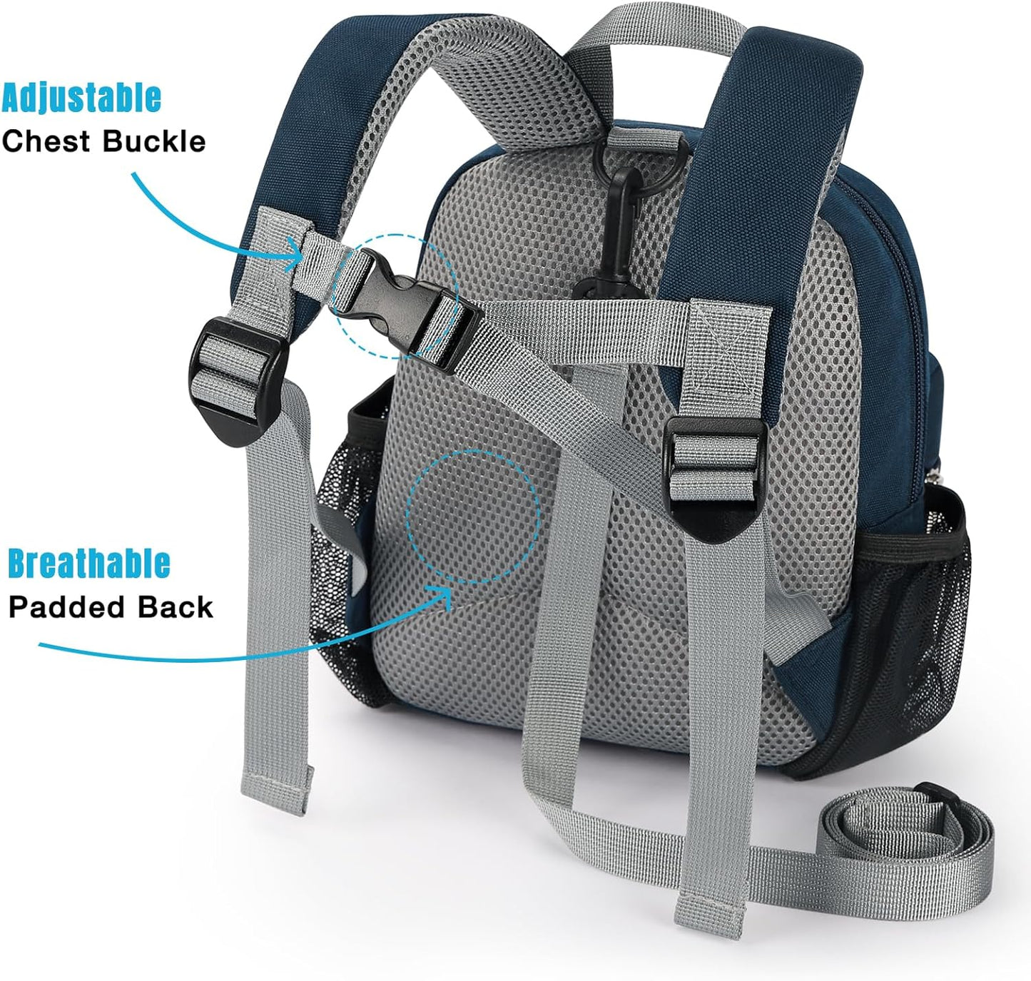 STEAMEDBUN Toddler Backpack Leash for 1-3: Backpack with Leash for Boys Girls - Anti-Lost Harness Backpack for Walking, Dark-blue&red