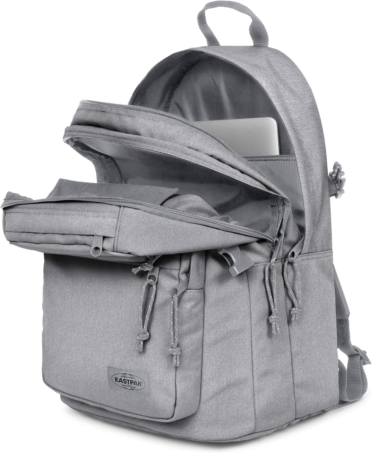 EASTPAK Double Pro – 32L Performance Backpack with 16" Laptop Sleeve, Dual Compartments, Security Pocket, Bottle Holder & Organizer, Sunday Grey