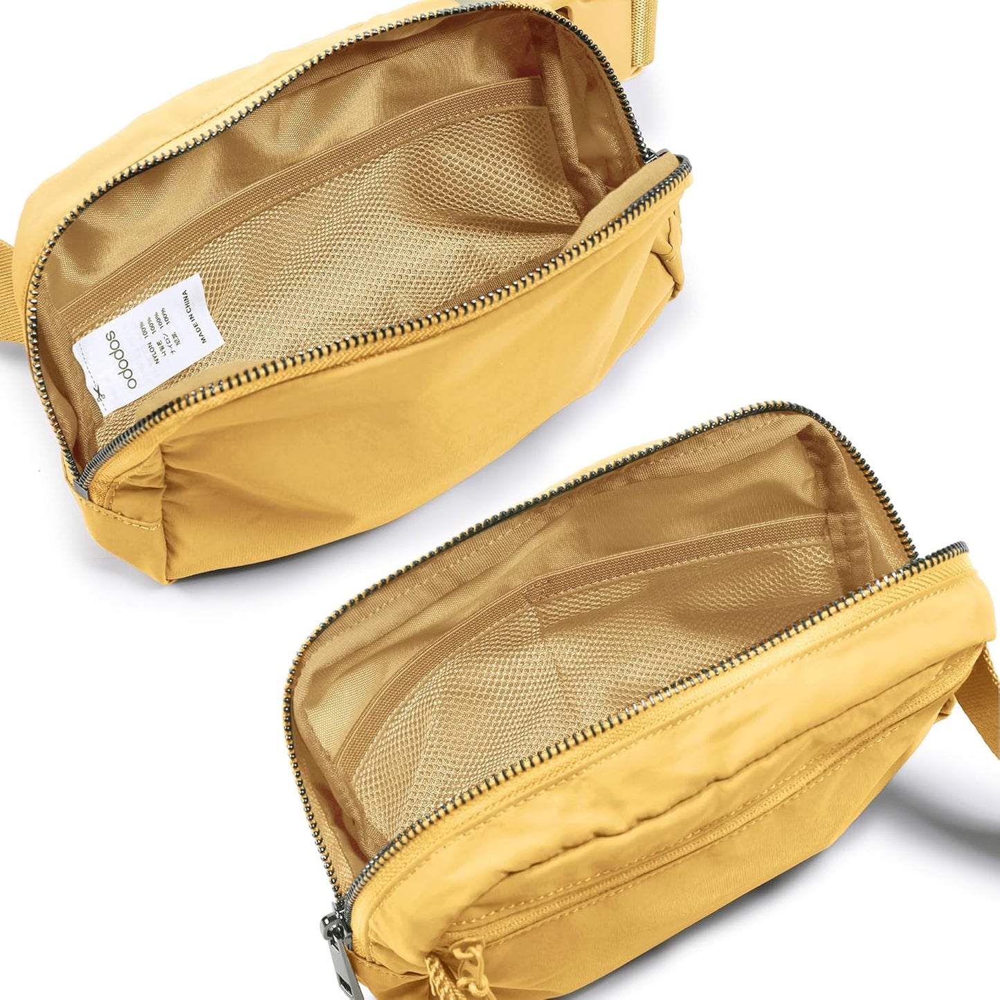 ODODOS Unisex Mini Belt Bag with Adjustable Strap Small Fanny Pack for Workout Running Traveling Hiking, Buff Yellow