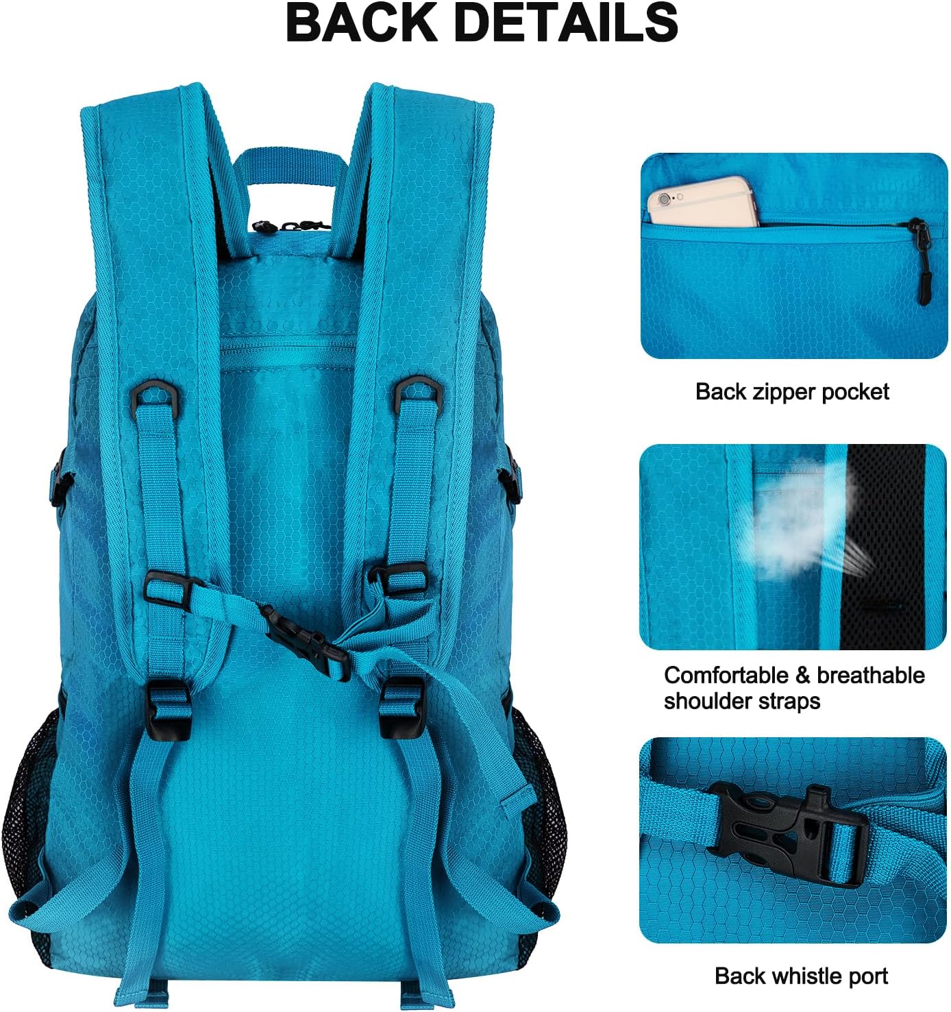 45L Hiking Backpack with Rain Cover, Lightweight Foldable Camping Backpack for Trekking