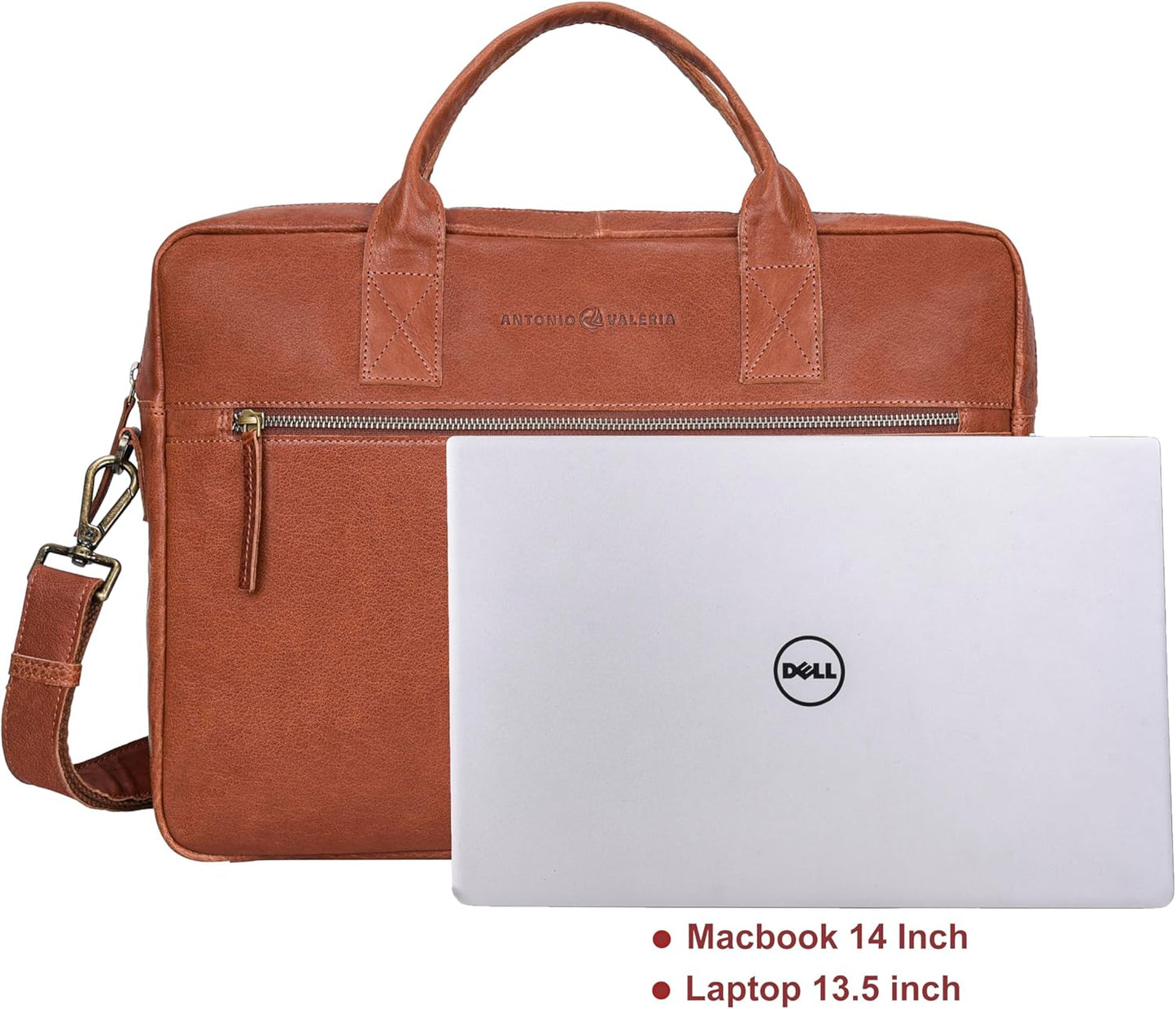 ANTONIO VALERIA Andy Washed Leather Laptop Messenger Bag for Men