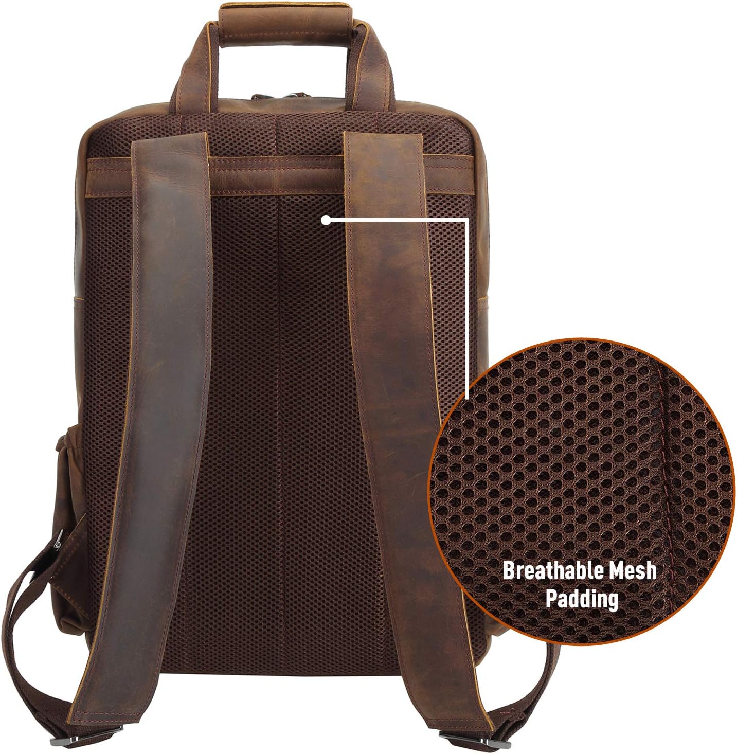 Polare Cowhide Leather Multiple Laptop Backpack Day Pack Travel Bag Satchel For Men