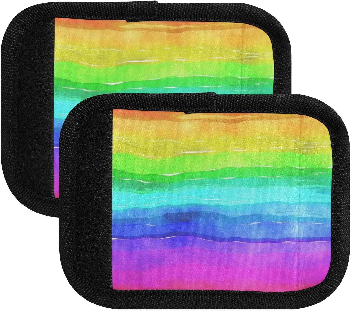 2Pcs Luggage Handle Wrap Suitcase Identifier Handle Covers Tags Soft Travel Bags Luggage Handle Gripper Accessories for Airplane Flying Striped Rainbow