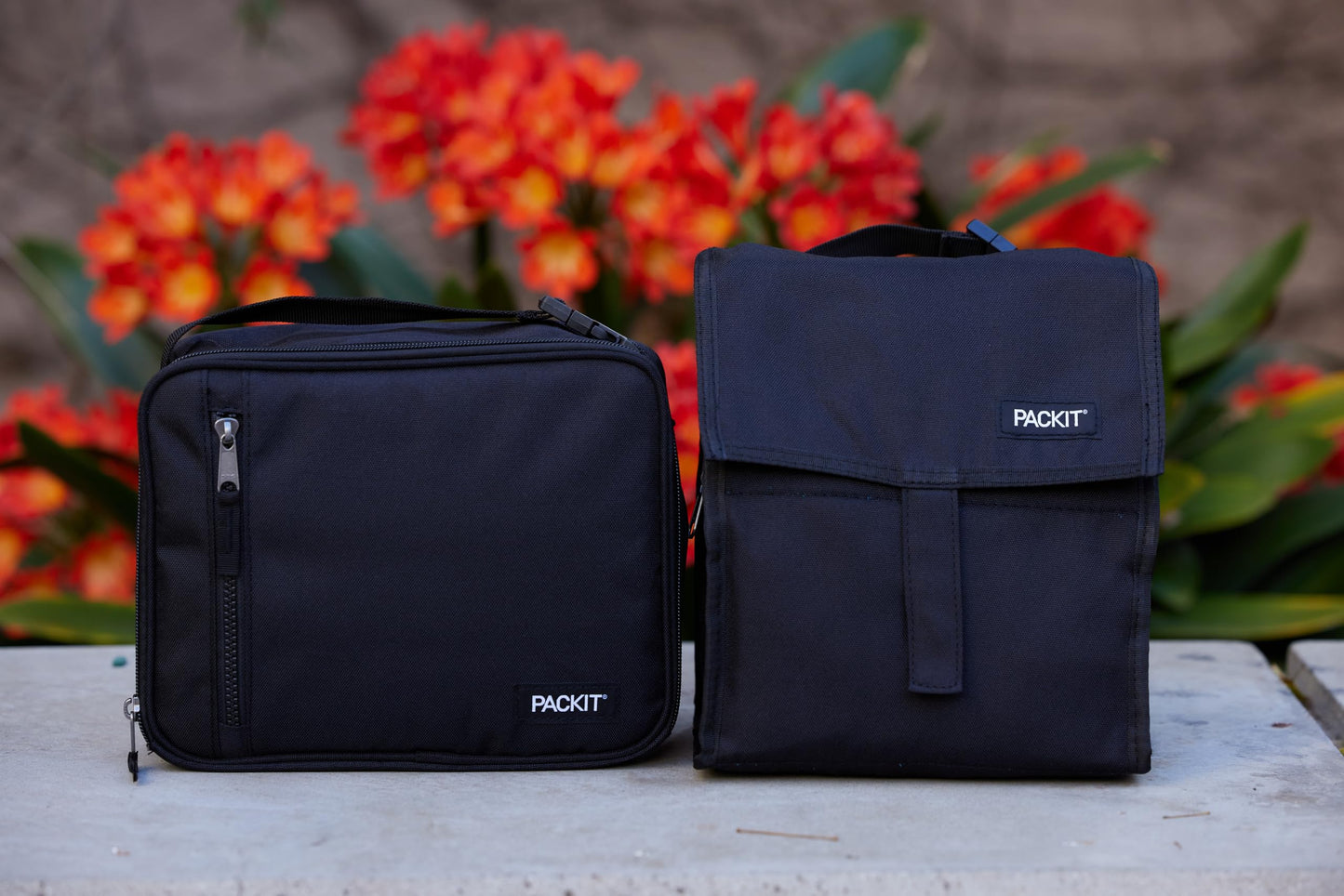 PackIt Freezable Lunch Bag, Black, Built with EcoFreeze Technology, Foldable, Reusable, Zip and