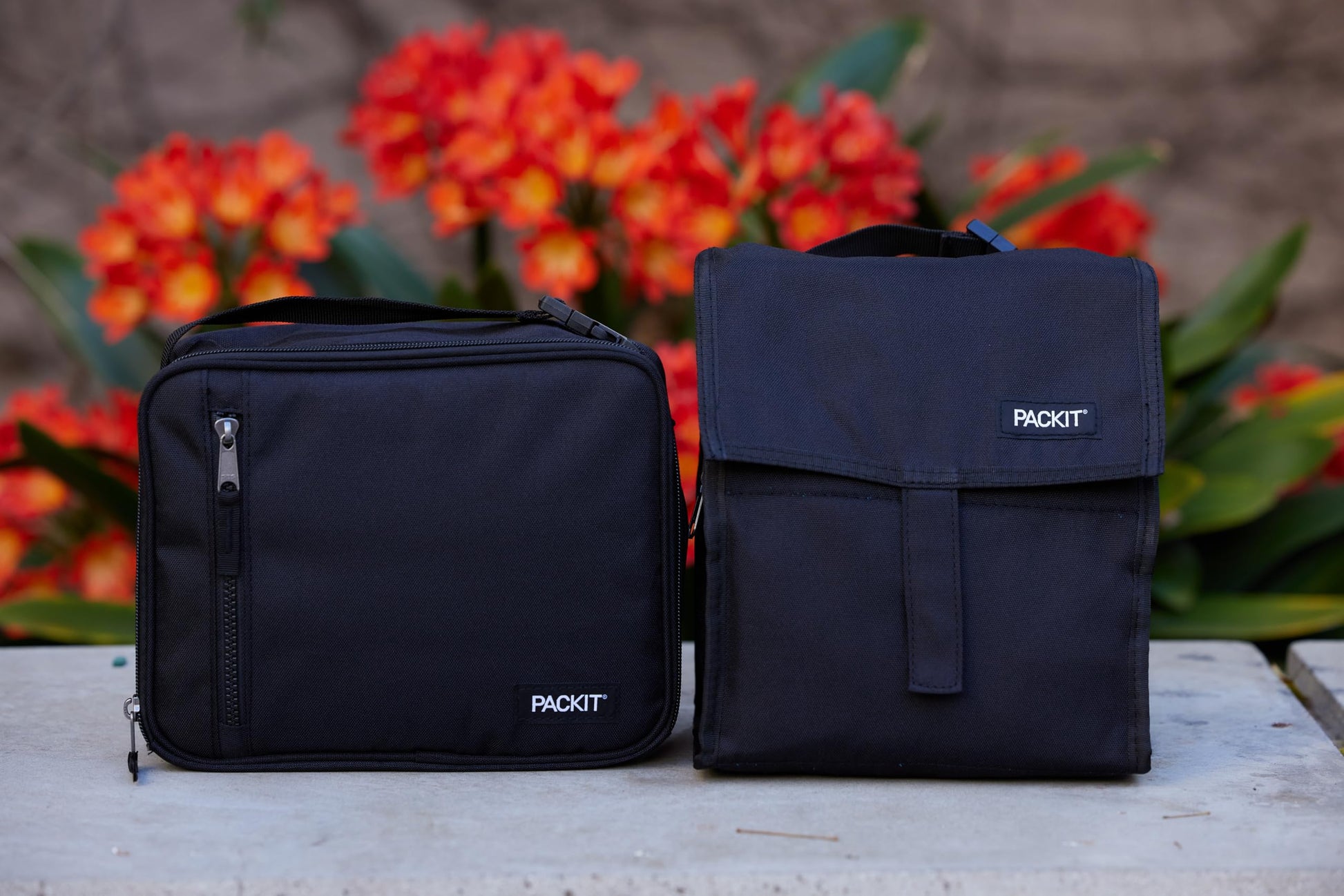PackIt Freezable Lunch Bag, Black, Built with EcoFreeze Technology, Foldable, Reusable, Zip and