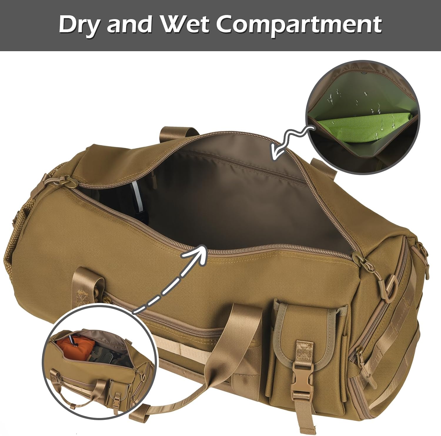 ArcEnCiel Medium Tactical Duffle Bag Men Gym Pack Molle Shoulder Bags Shoes Storage Sports Handbag
