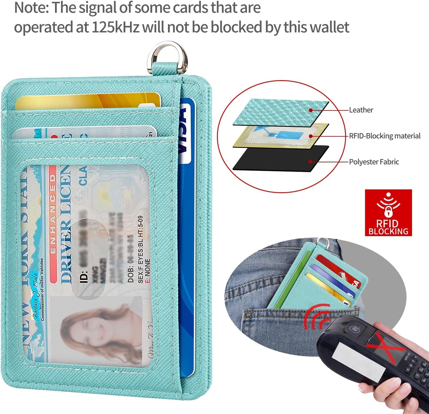EcoVision Slim Minimalist Front Pocket Wallet, RFID Blocking Credit Card Holder Wallet with Detachable D-Shackle for Men Women