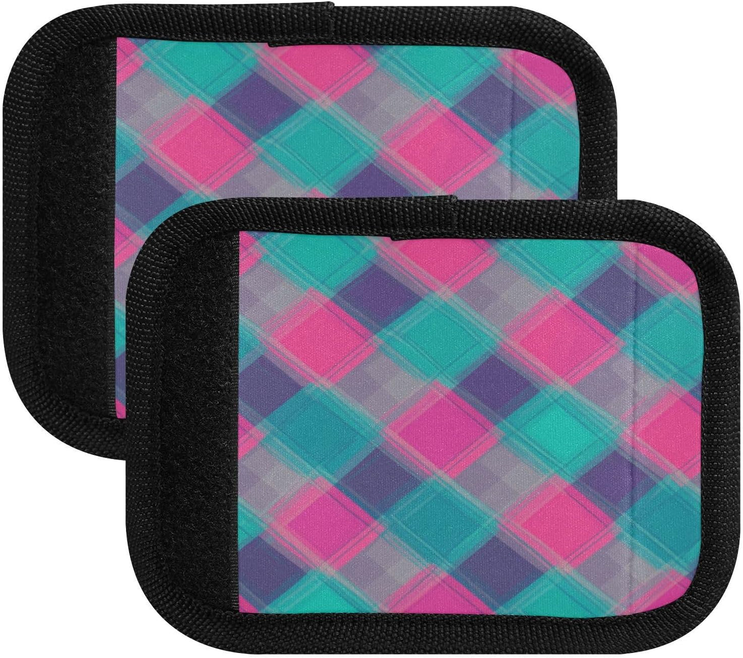 Teal Plaid Pink Blue 2 Pack Luggage Handle Wraps Covers for Suitcase Identifiers Bag Tags Travel Accessories