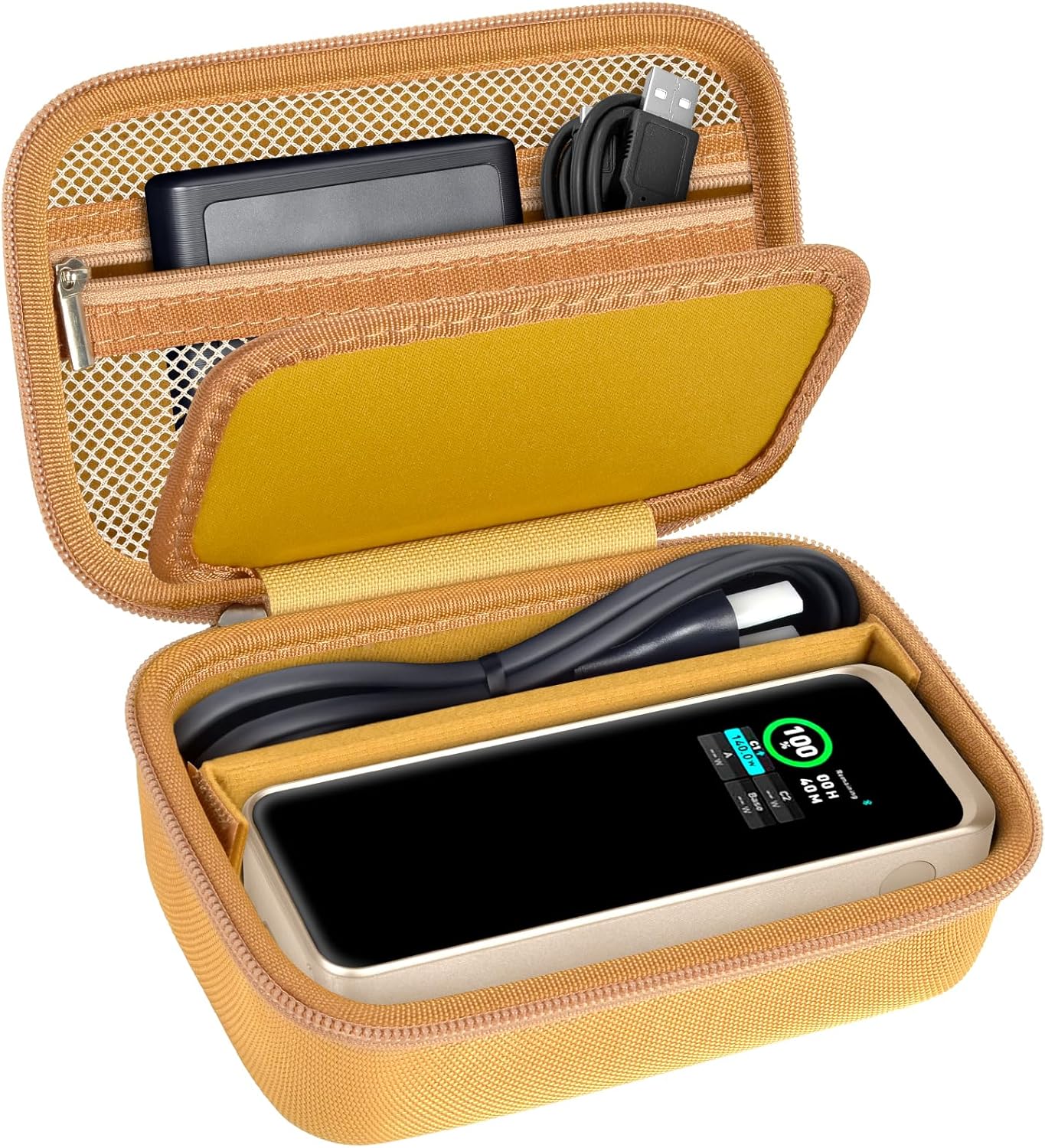 Case Compatible with Anker Prime Power Bank, 27,650mAh 3-Port 250W& for Prime USB C Charging Station, Storage Travel Holder for Anker Prime Charging Base, Portable Chargers, Cable-Gold (Box Only)