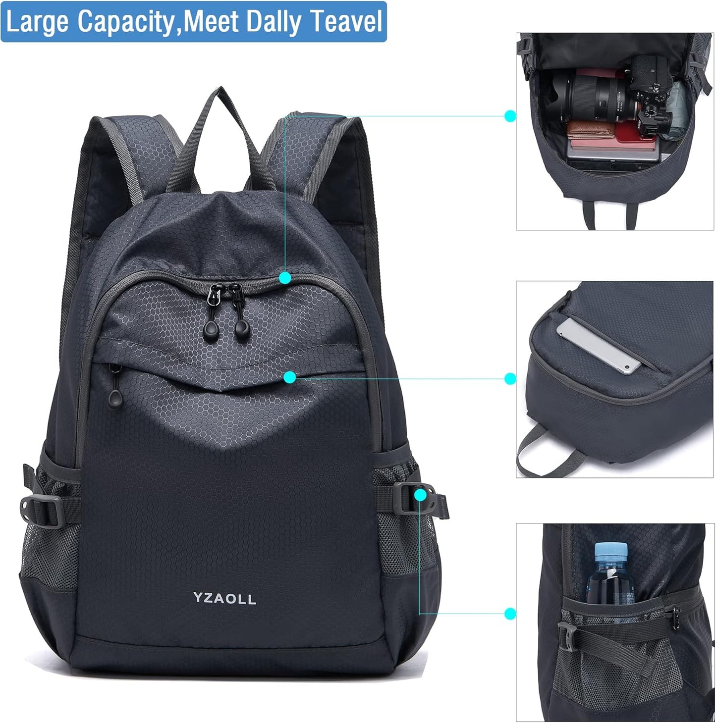 YZAOLL Small Lightweight Packable Hiking Backpack, 20L Hiking Backpack Day Pack for Women Men