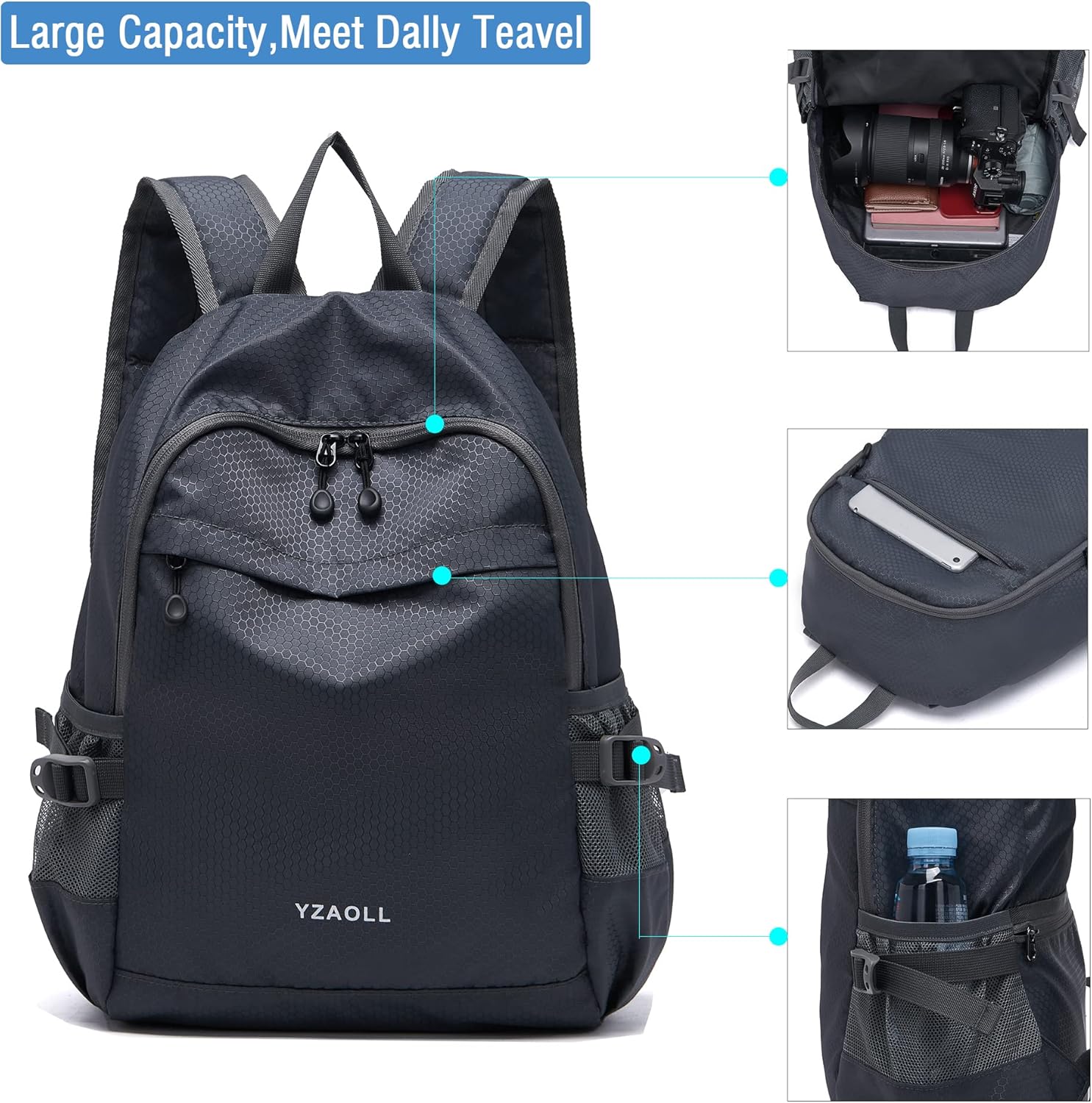 YZAOLL Small Lightweight Packable Hiking Backpack, 20L Hiking Backpack Day Pack for Women Men