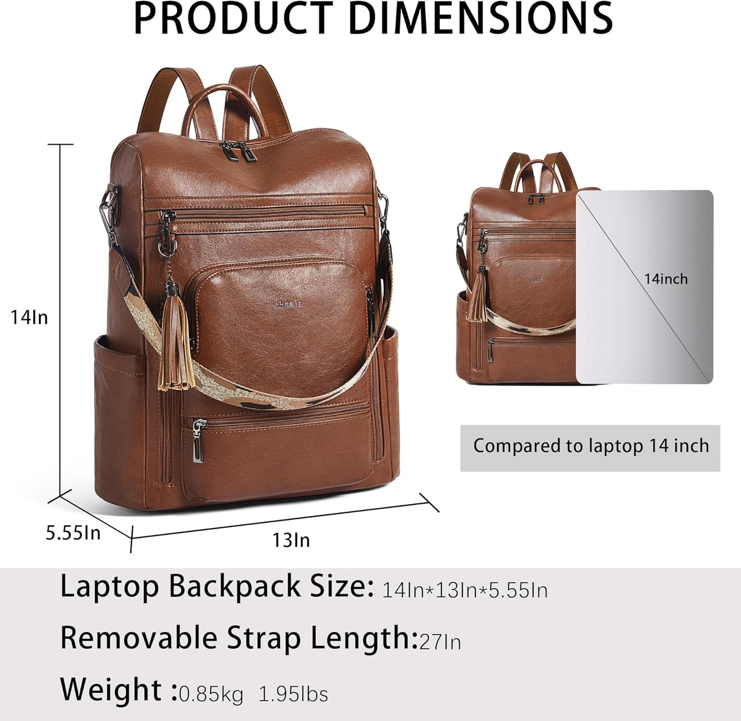 Shrrie Vegan Leather Laptop Backpack for Women 15.6 inch Work Backpack Fashion Travel Backpack Purse for Business College