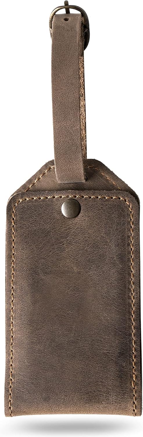 PEGAI Personalized Leather Luggage Tags for Suitcases | Handmade Travel Essentials Luggage Tag- Secure With Snap Closure and Easy Attachment to Suitcase, Travel Backpack, Handbag | Bond (Sand)