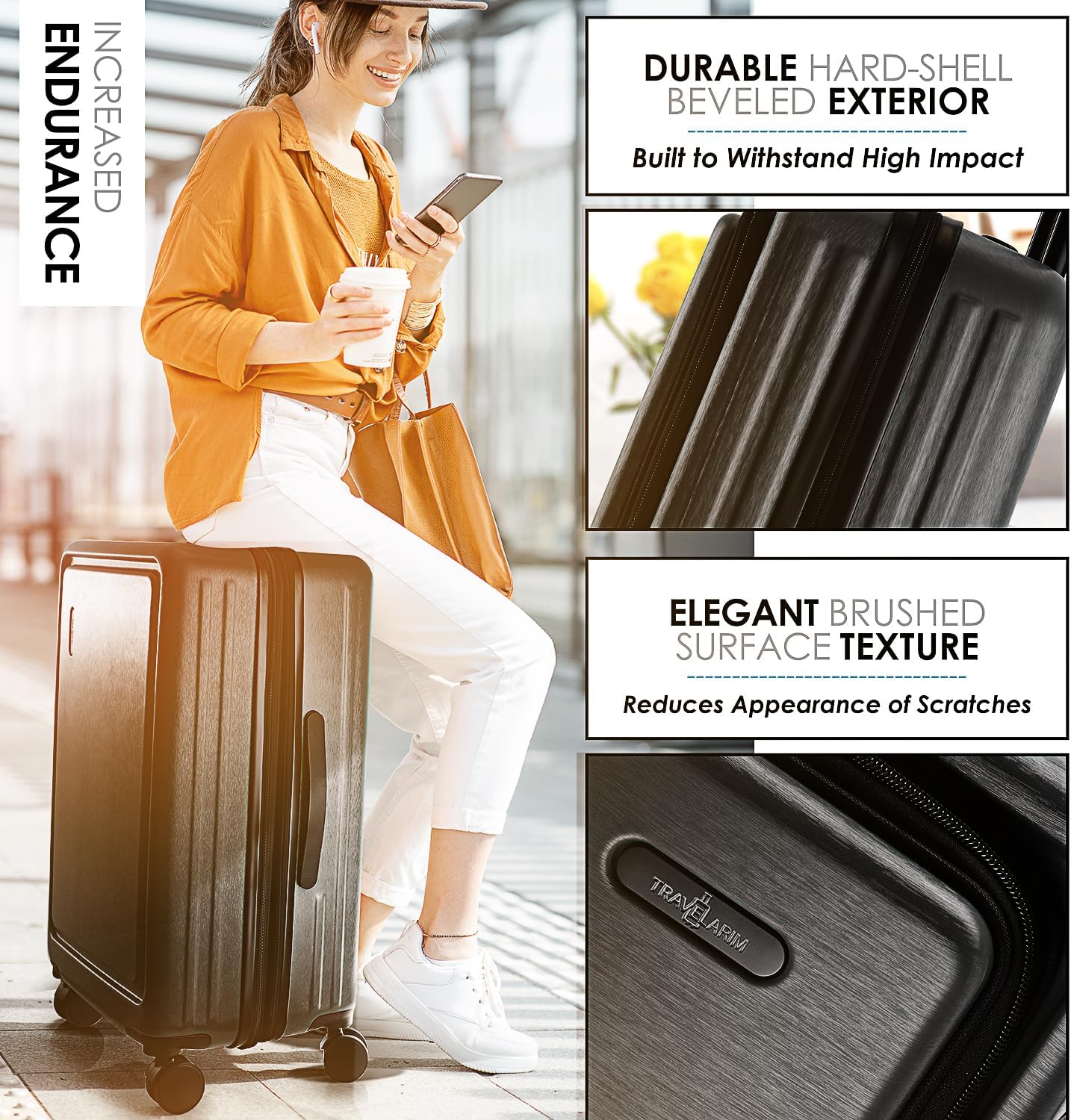 Hard Shell Luggage Sets with Spinner Wheels 4 Piece, Expandable Large Suitcases with TSA Lock