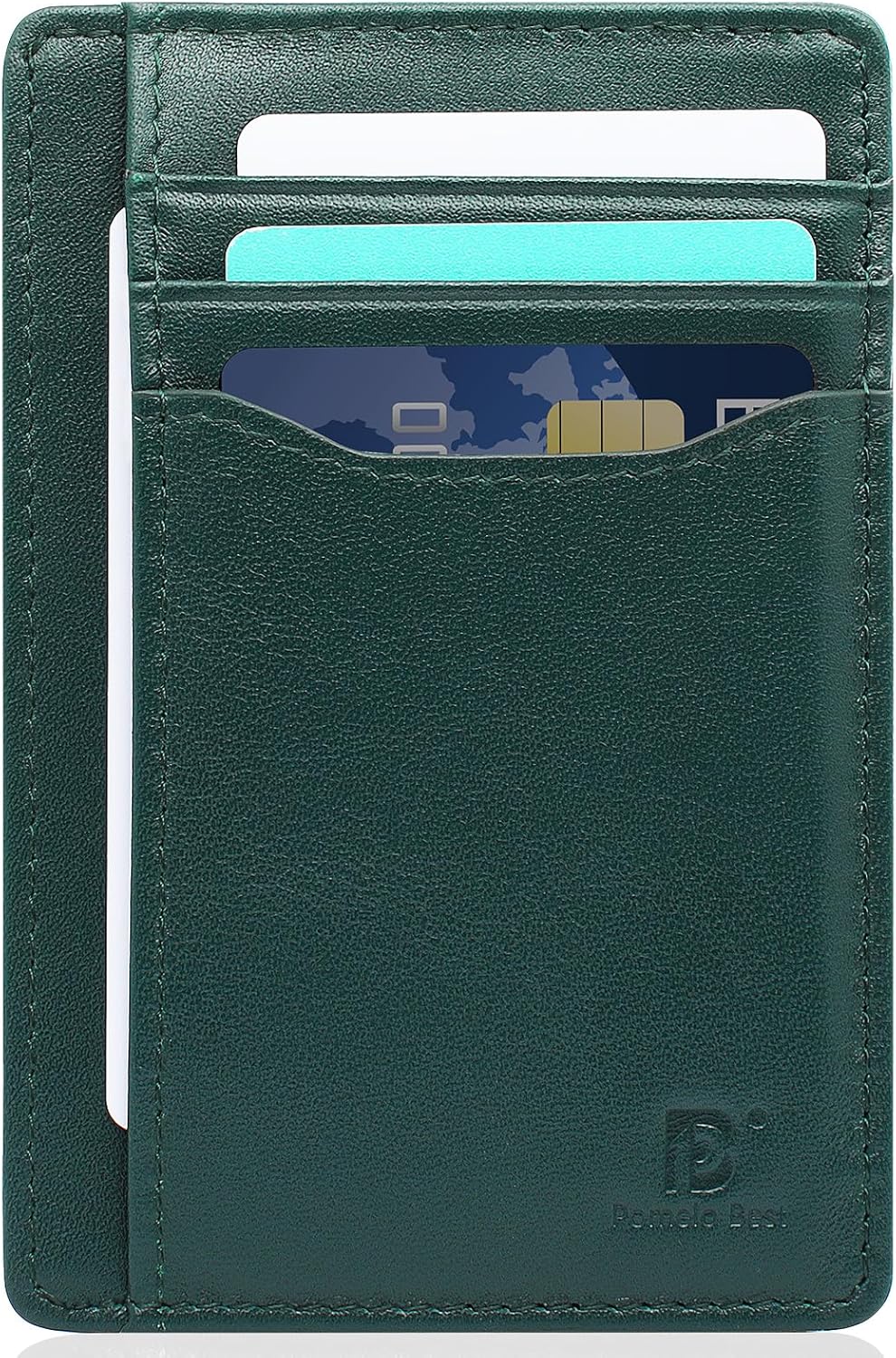 Pomelo Best Top Grain Genuine Leather Wallet for Men and Women, Slim Minimalist Front Pocket RFID