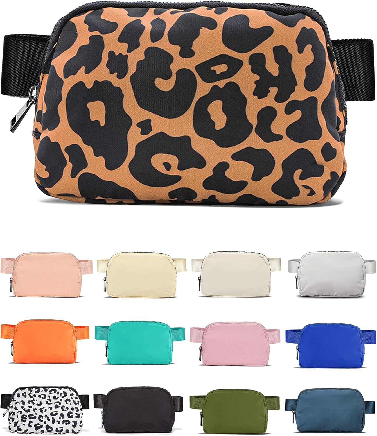 Fanny Pack Cross Body Small Crossbody Bags for Women Men Trendy Nylon Waterproof Mini Purse Travel Running Belt Bag Lulu Dupes Bum Hip Chest Waist Pack Side Bag Must Have Leopard