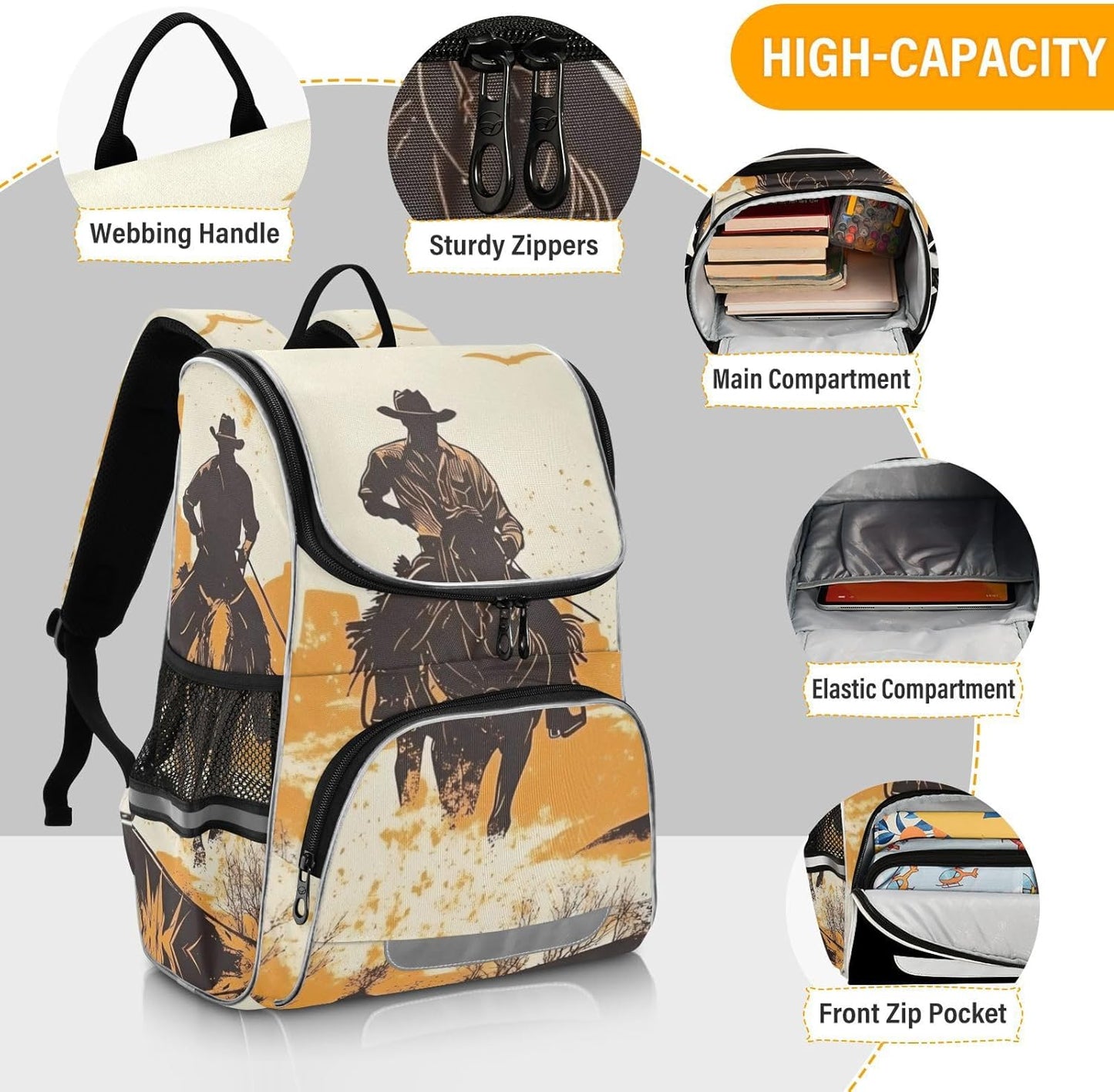 Western Cowboys Cute Backpack For Girls Kids Backpack Boys Teen School Bag Bookbag Travel Daypacks