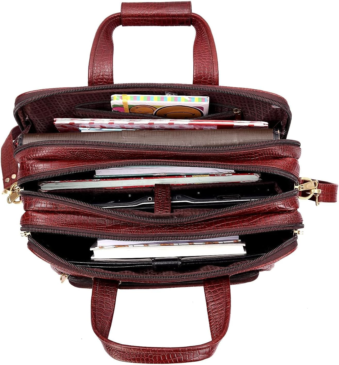 Full Grain Leather 16 Inch Briefcases Laptop Shoulder Bags for Men and Women Business Work Bag Leather Satchel Bag