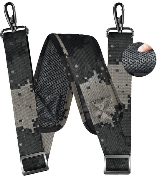 ZINZ 79 inch Shoulder Strap, Extra-thick Fixed Cushion Pad and Dual Clasps Universal Replacement Strap with Metal Swivel Hooks for Laptop Bags, Luggage Bags, Camera, Crossbody(Camouflage Gray)