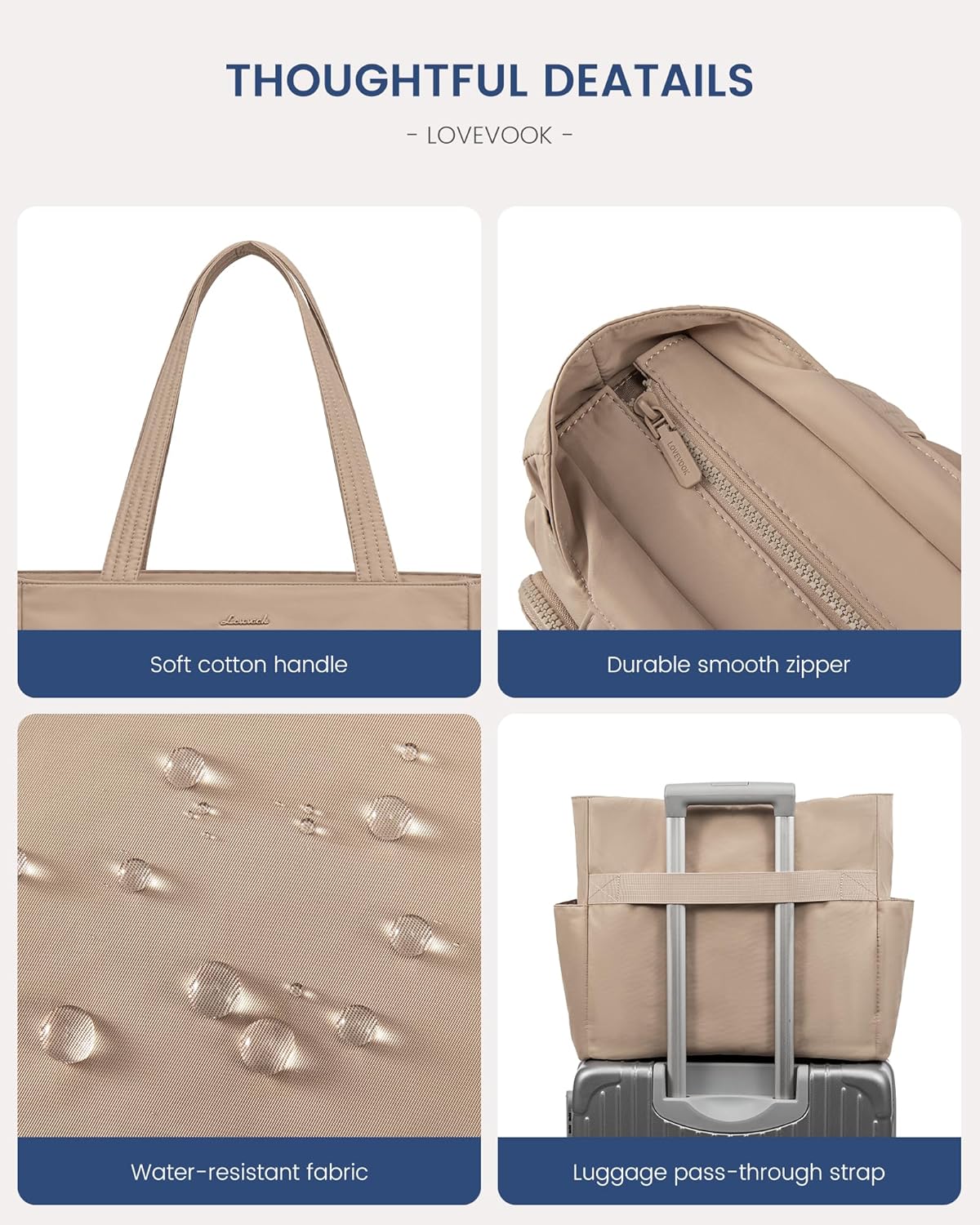LOVEVOOK Tote Bag for Women,Light Puffer Tote Bag with Multi-pockets,Stylish Carry on Laptop Bags for Daily,Travel,Work,Gym