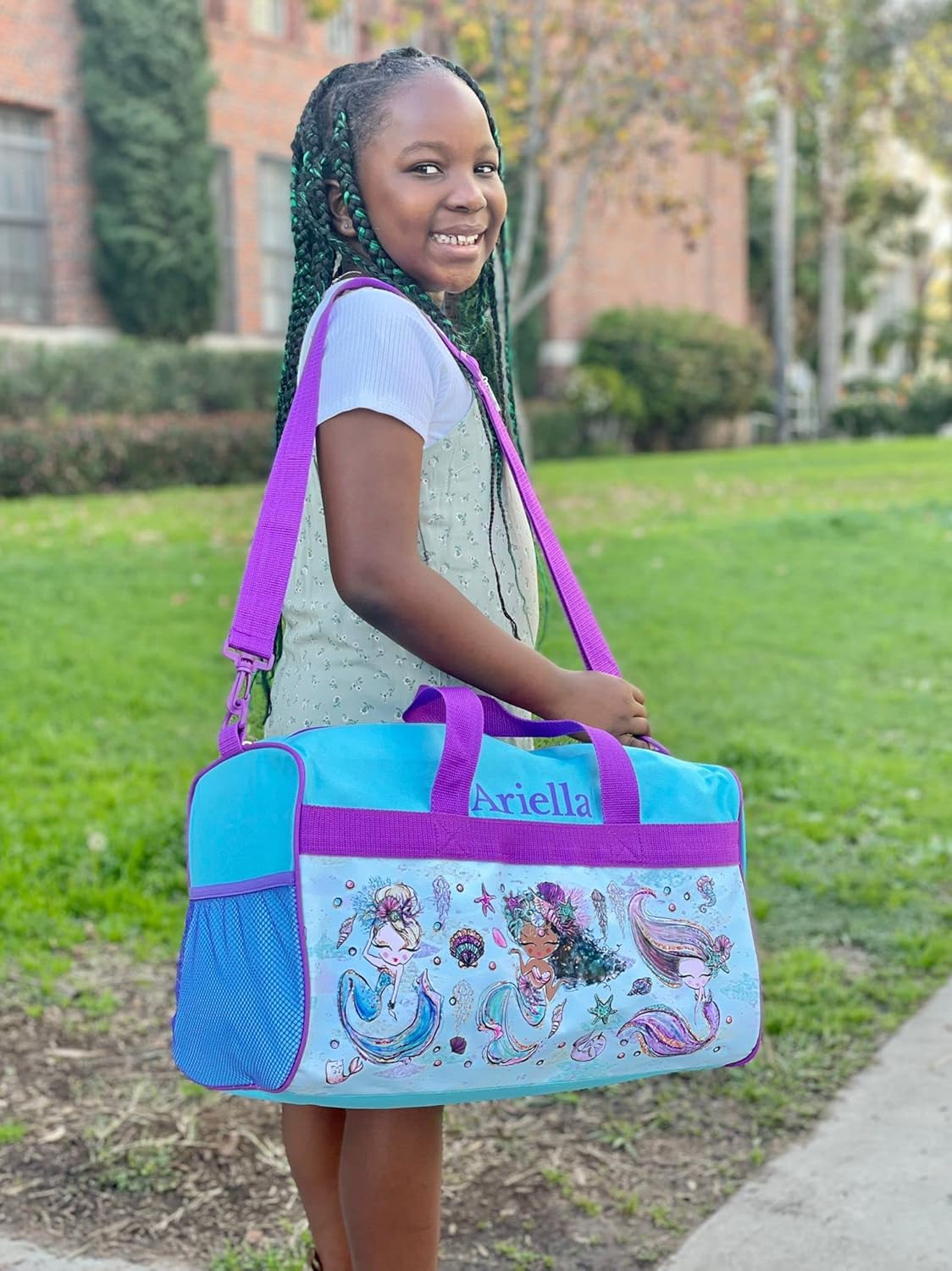 Personalized Kids 18 Inch Duffel Bag for Sports, Travel and Sleepover - Mermaids